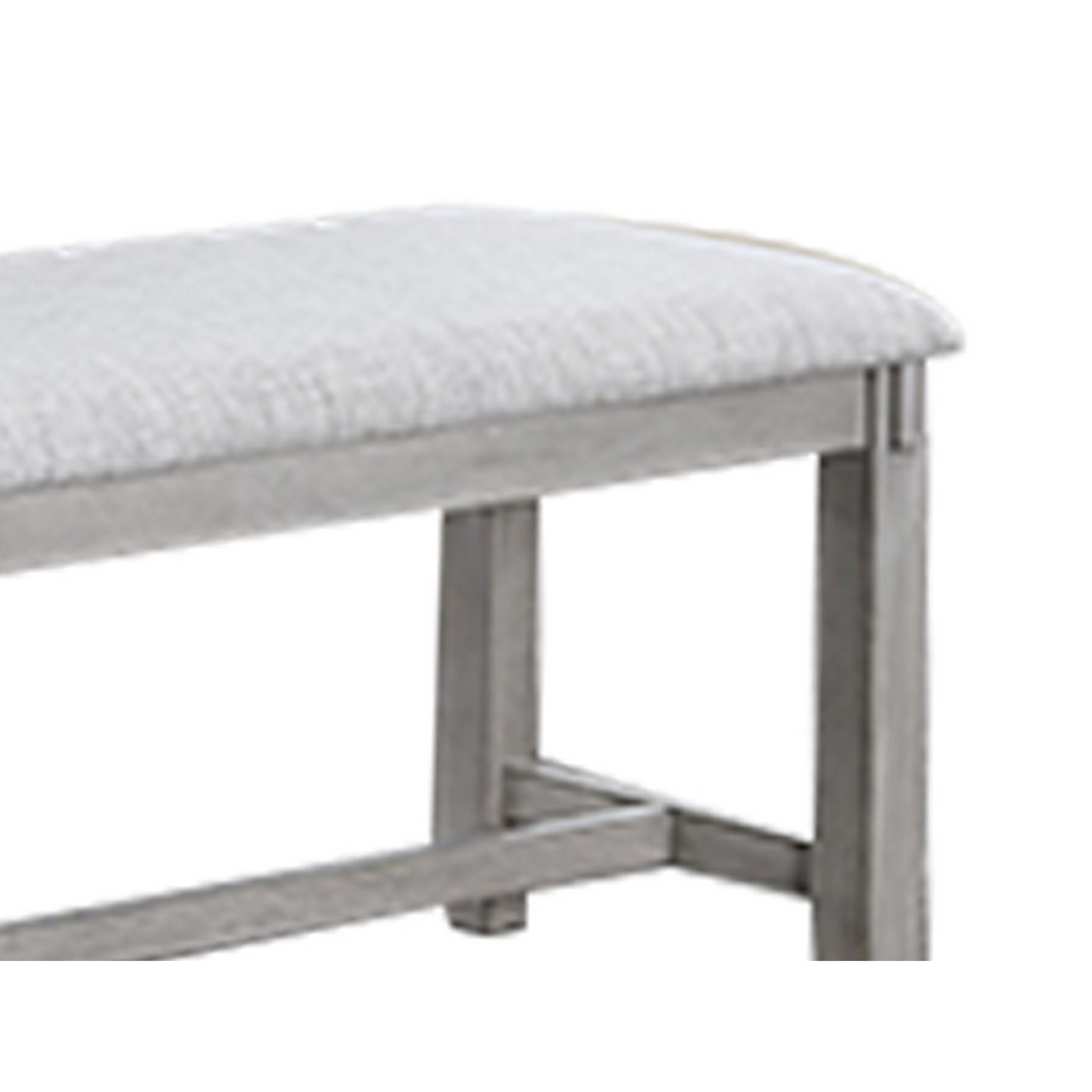 Peter 50 Inch Dining Bench, Fabric Upholstery, Cushioned, Driftwood Gray -Saltoro Sherpi