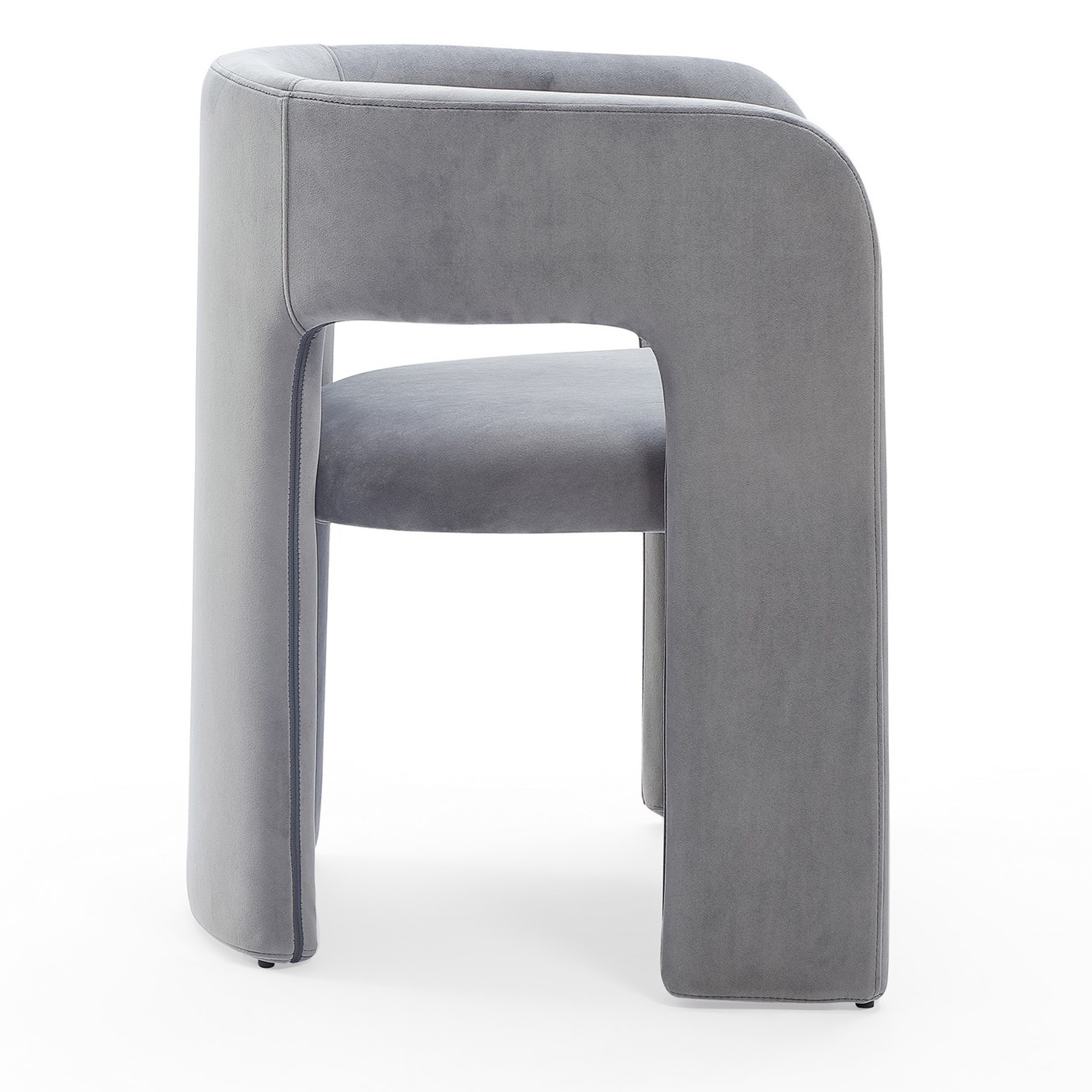 Winny 24 Inch Accent Dining Armchair, Fully Upholstered In Soft Gray Velvet -Saltoro Sherpi