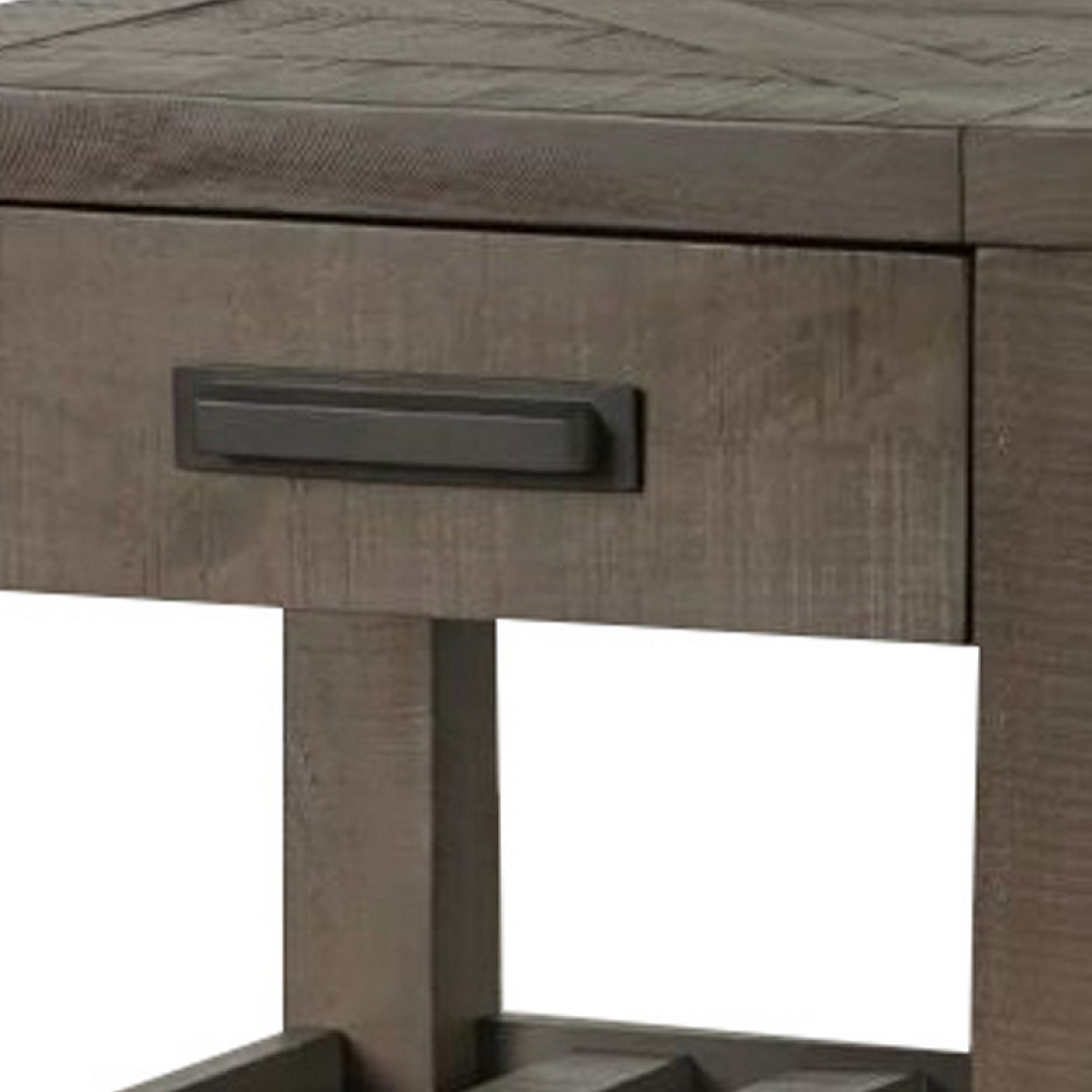 Tarn 23 Inch Side End Table, 1 Drawer, 1 Shelf, Grain Details, Gray Wood -Saltoro Sherpi