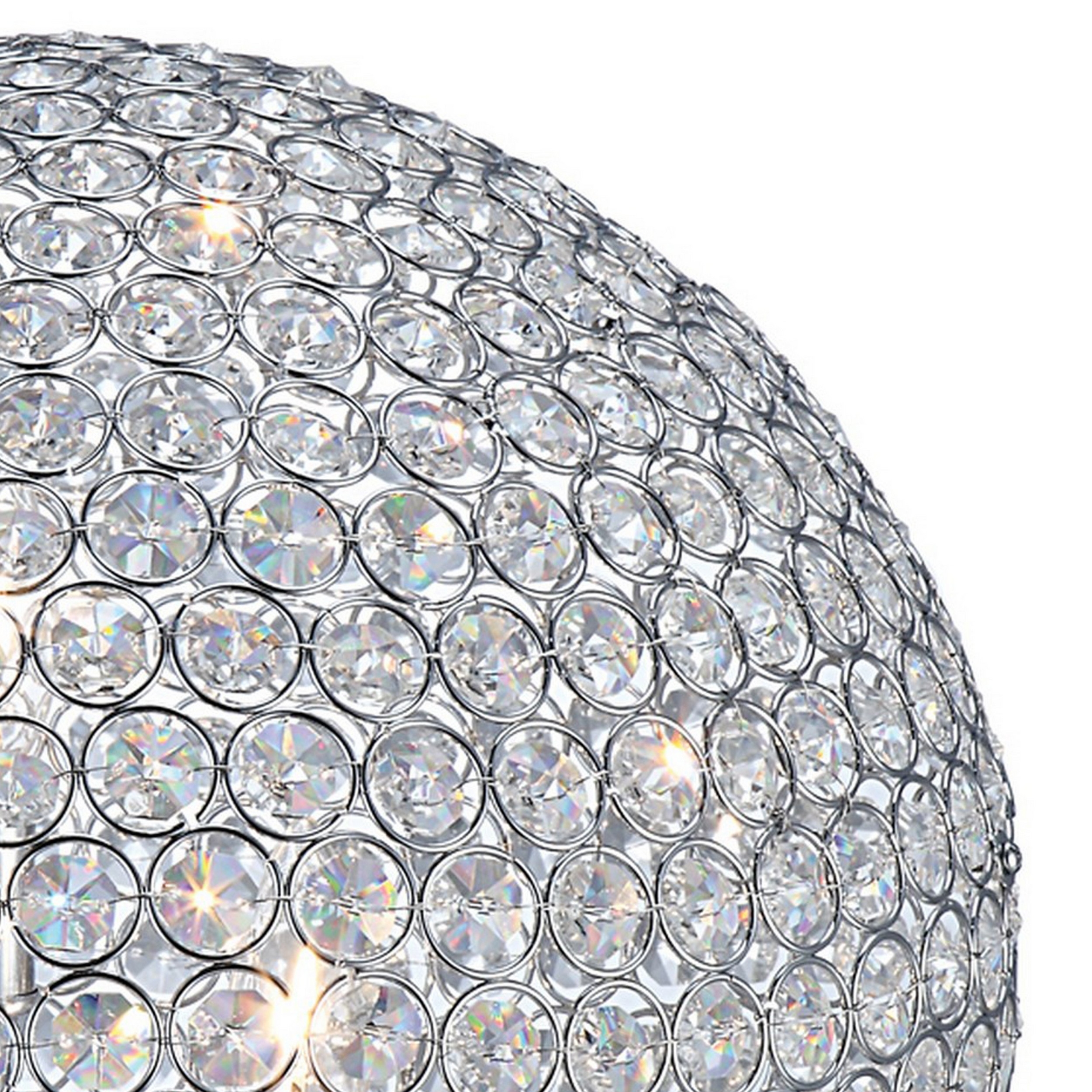 Hazel 17 Inch Table Lamp, Crystal, LED Globe Shade, Metal, Clear Finish -Saltoro Sherpi