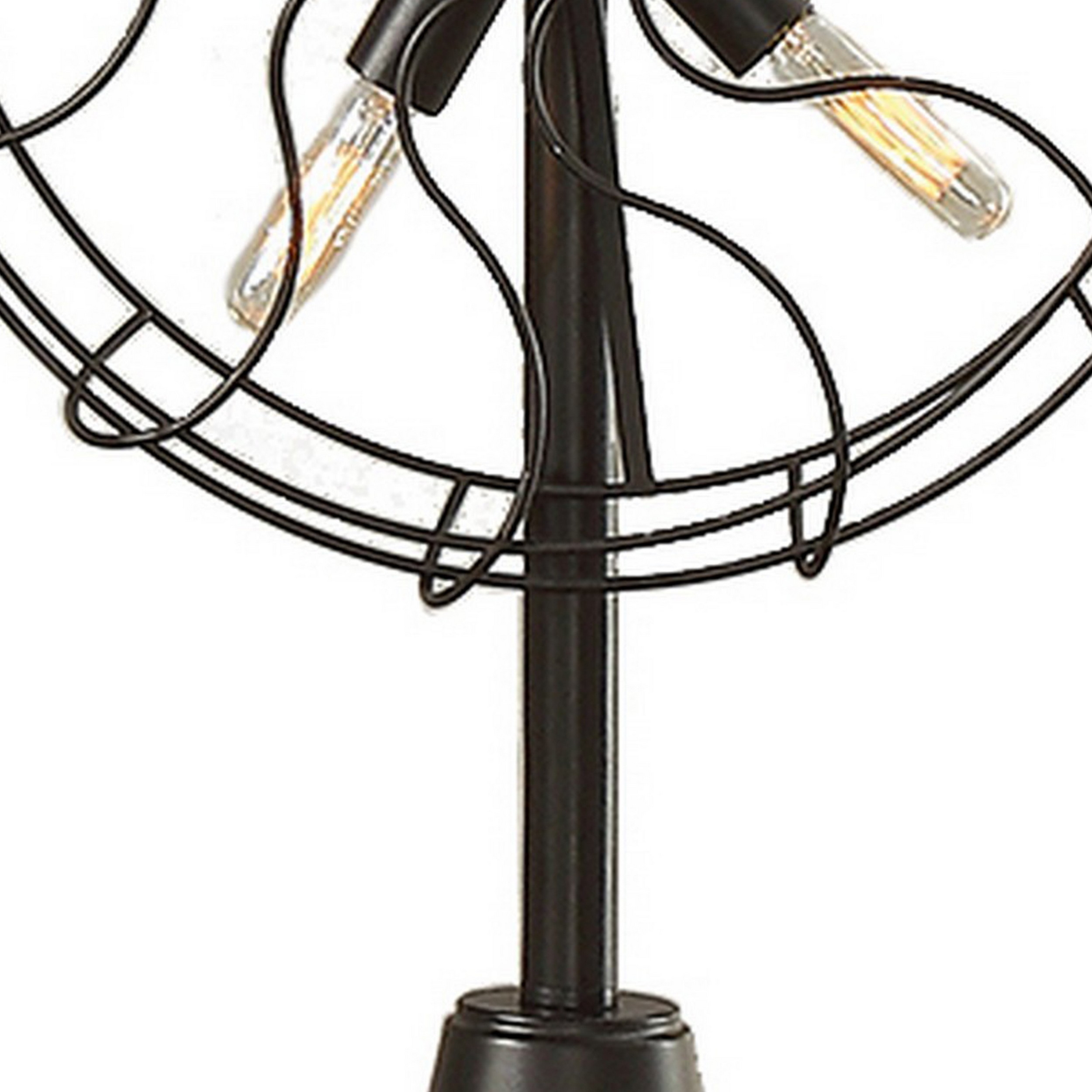 Quinn 26 Inch Accent Table Lamp, Vintage Fan Design, Antique Bronze -Saltoro Sherpi