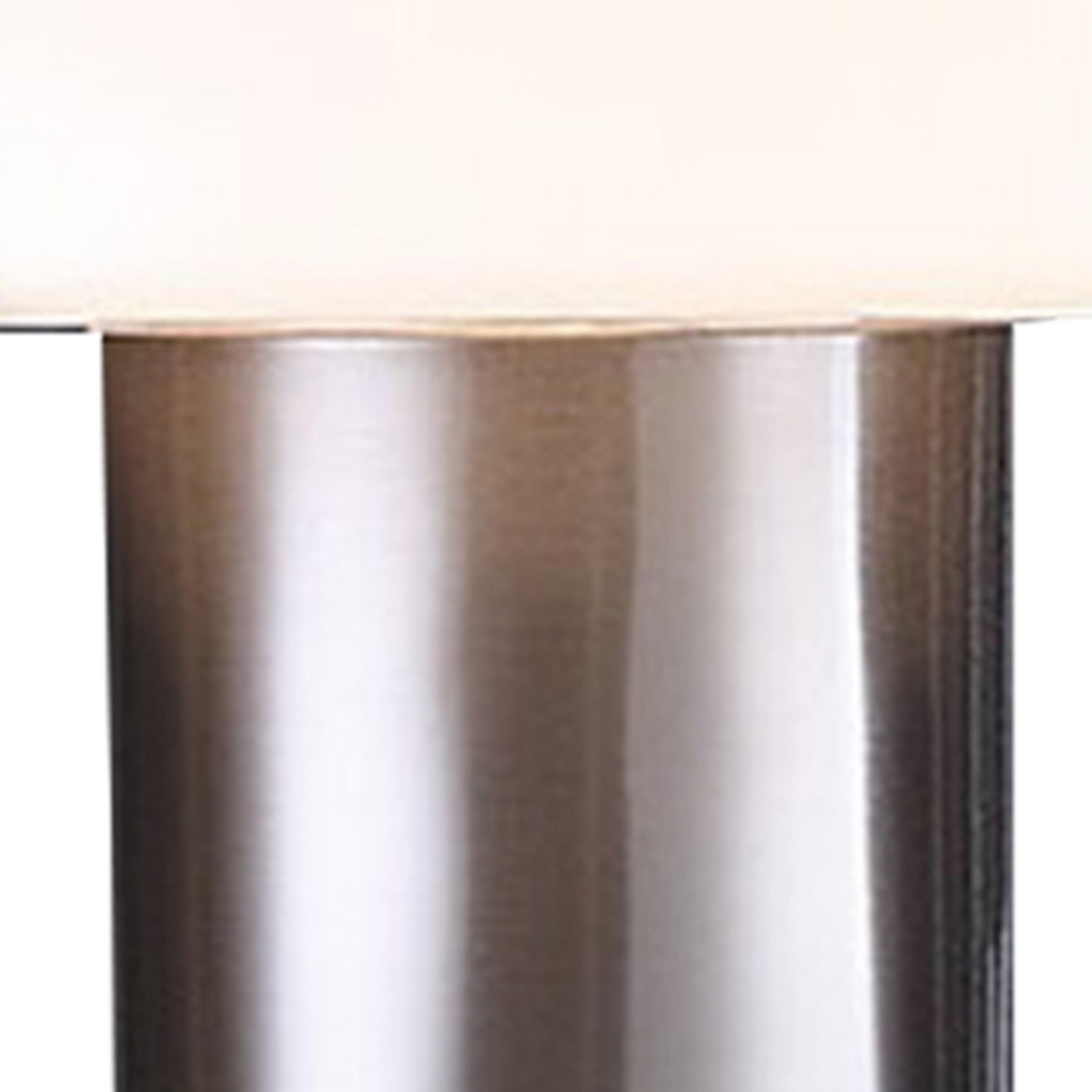 Lumina 15 Inch Table Lamp, Dome Shaped Shade, Slender Metal Stem, Nickel -Saltoro Sherpi