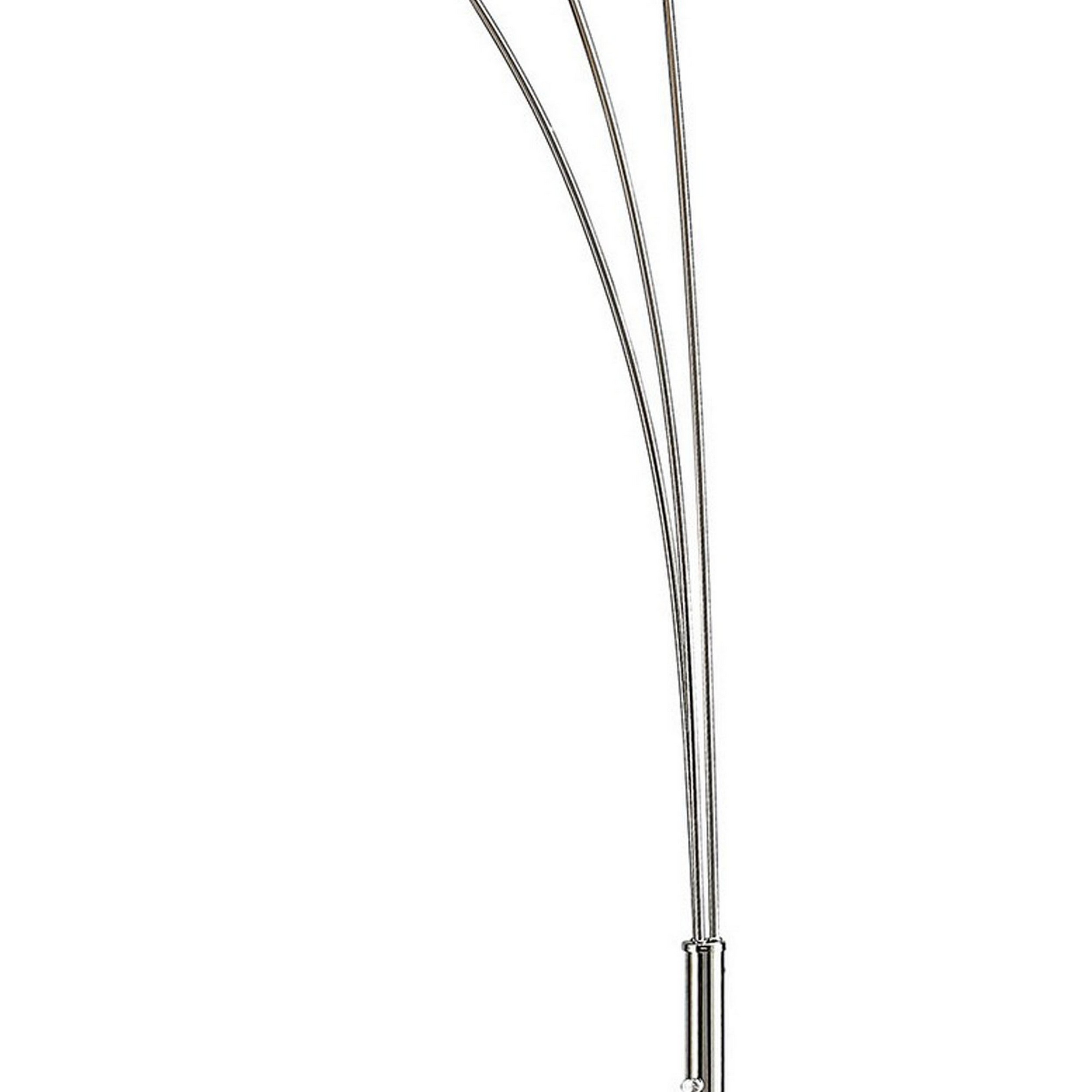 92 Inch 3 Arm Arc Floor Lamp With Modern Round Metal Base, Silver Finish -Saltoro Sherpi