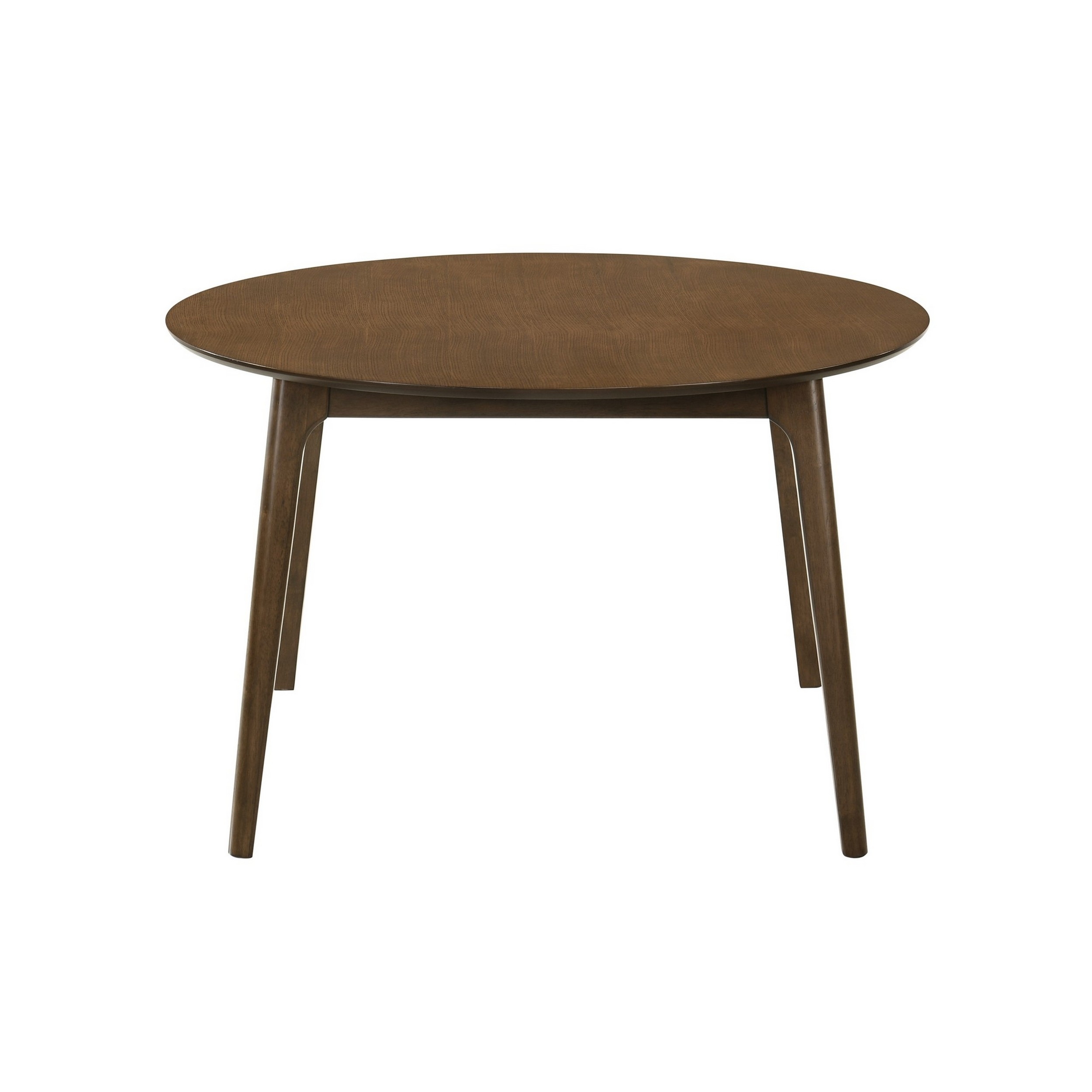 Kiq 48 Inch Dining Table, Wood, Round Tabletop, Angled Legs, Walnut Brown - Saltoro Sherpi