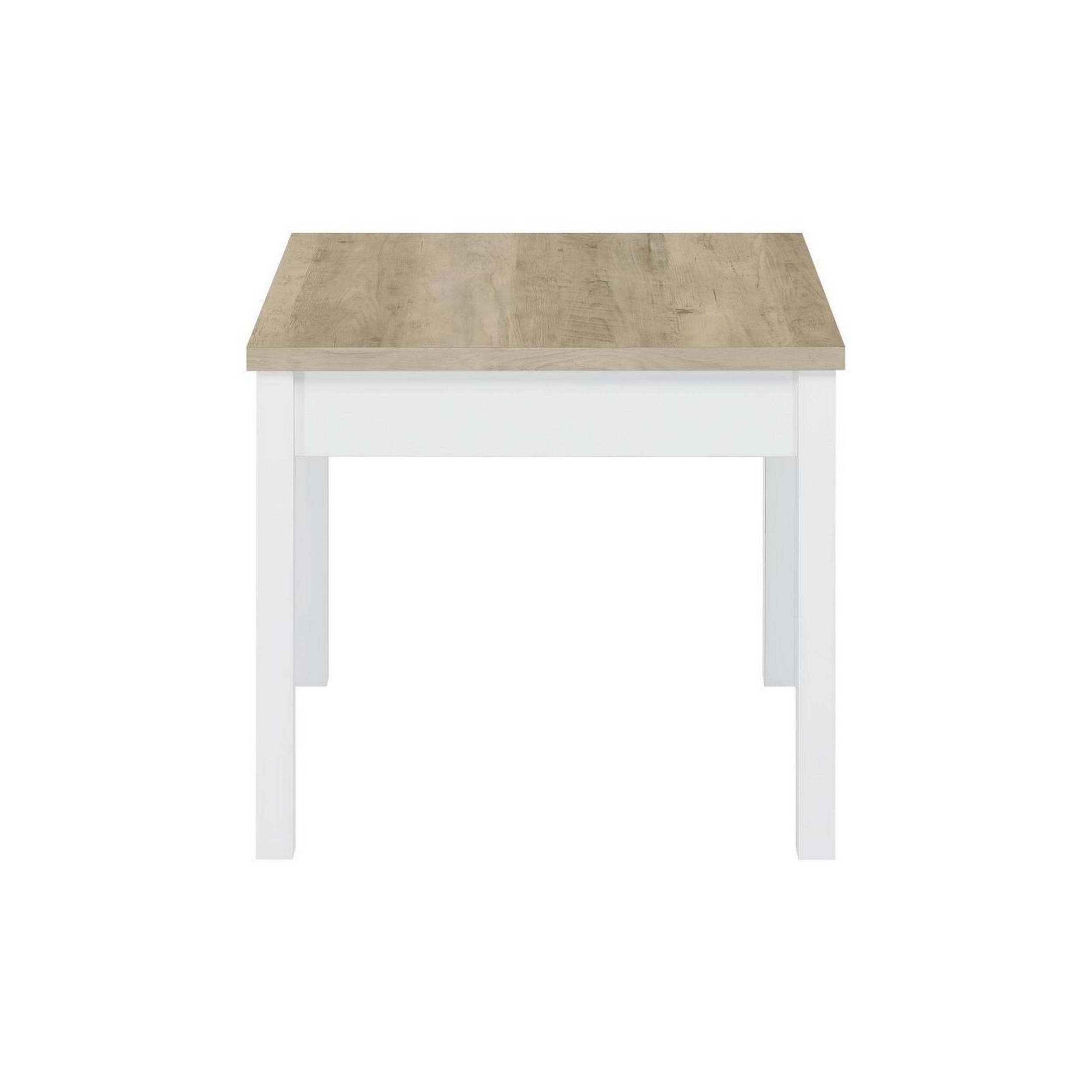 Jessie 3pc Coffee And End Table Set, Modern Light Brown Top, White Frame - Saltoro Sherpi