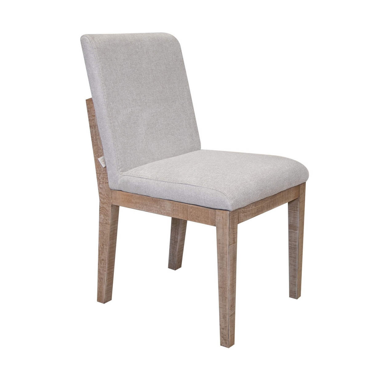 Genie 23 Inch Dining Chair Set Of 2, Pine Wood, Ivory Fabric, Brown Frame - Saltoro Sherpi