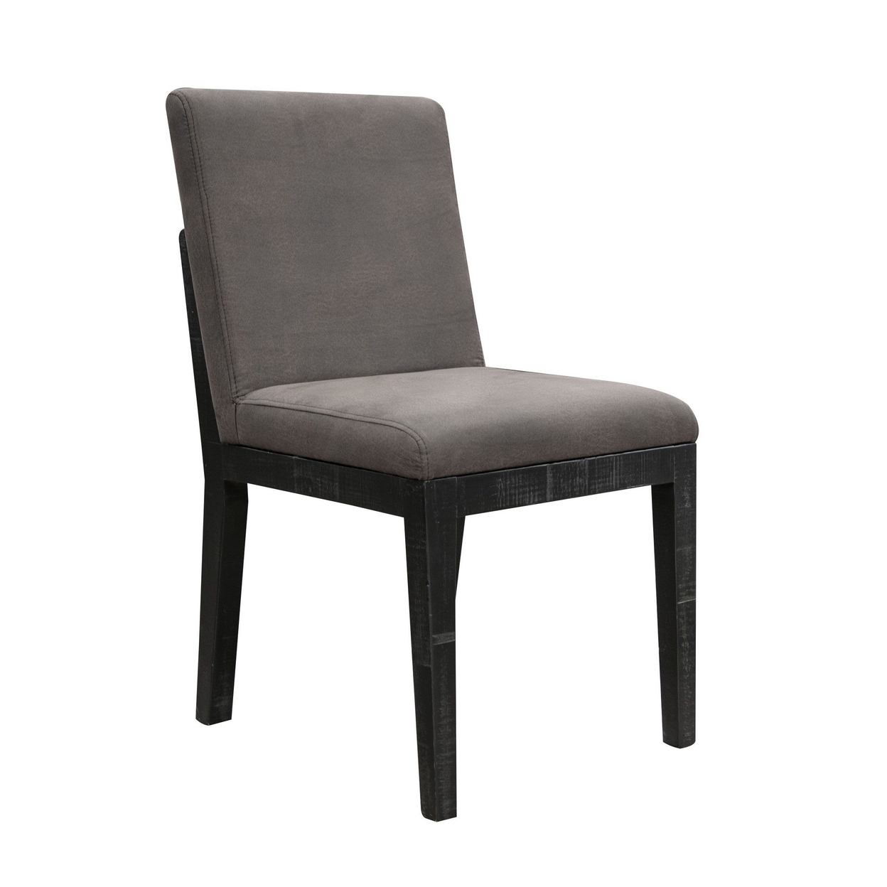 Piel 23 Inch Dining Chair Set Of 2, Black Pine Wood, Gray Faux Leather - Saltoro Sherpi