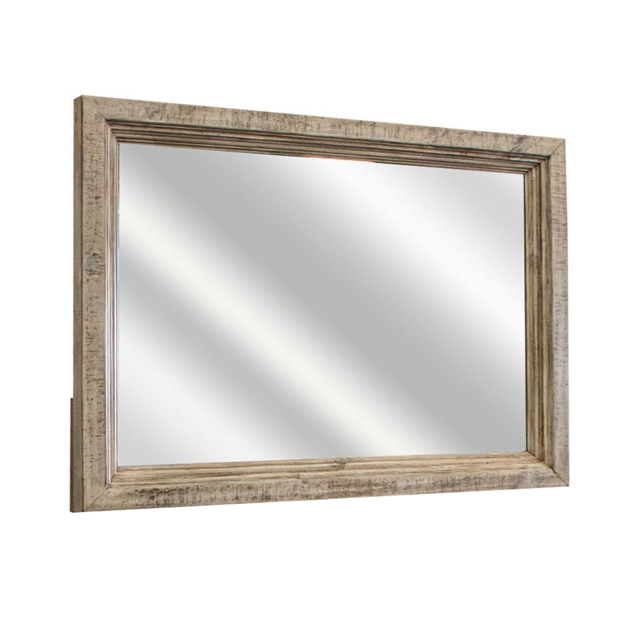 Nite 33 X 45 Inch Dresser Mirror, Pine Wood, Rectangular, Taupe Brown - Saltoro Sherpi