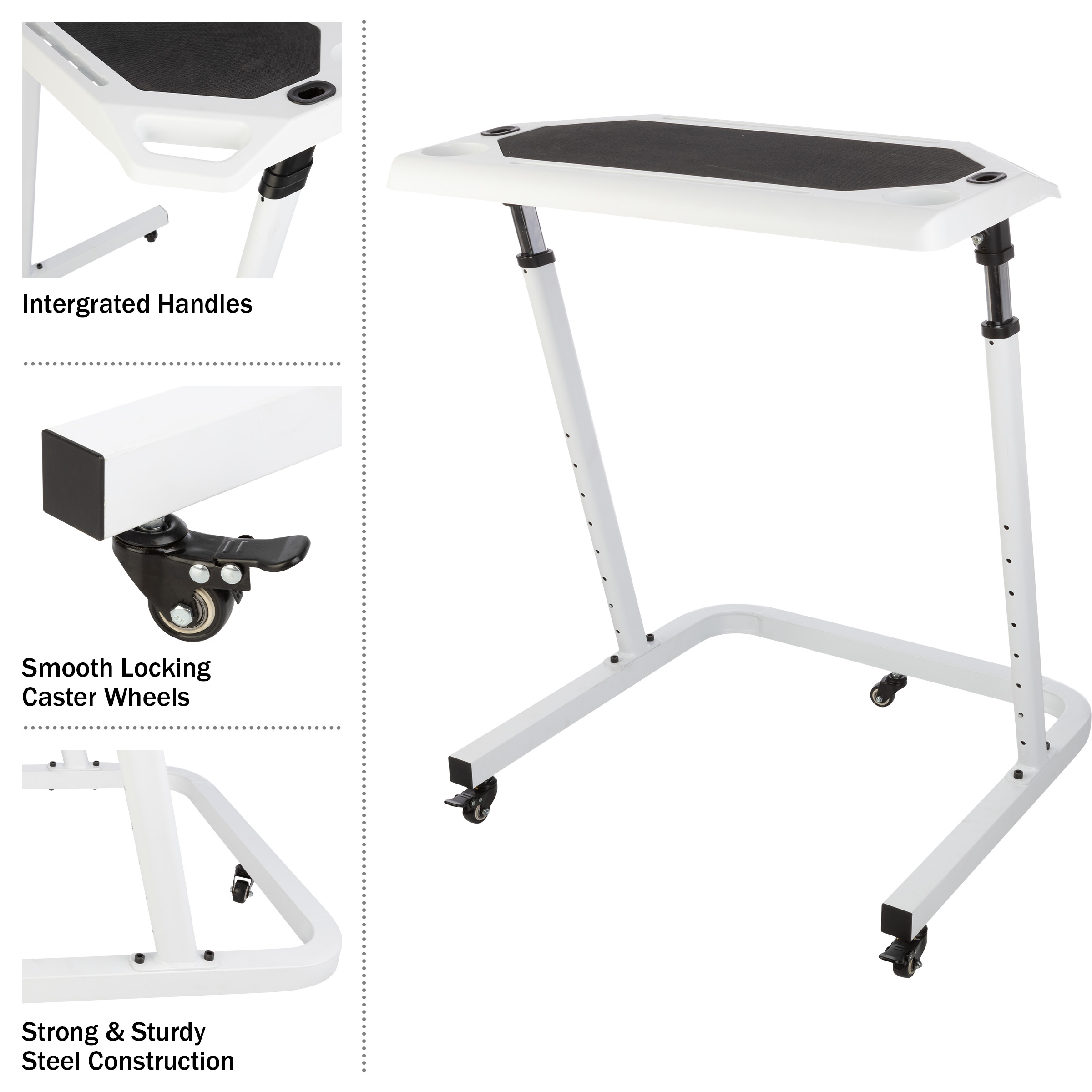 Bike Desk Rolling Laptop Cart For Stationary Bike Adjustable Standing Desk