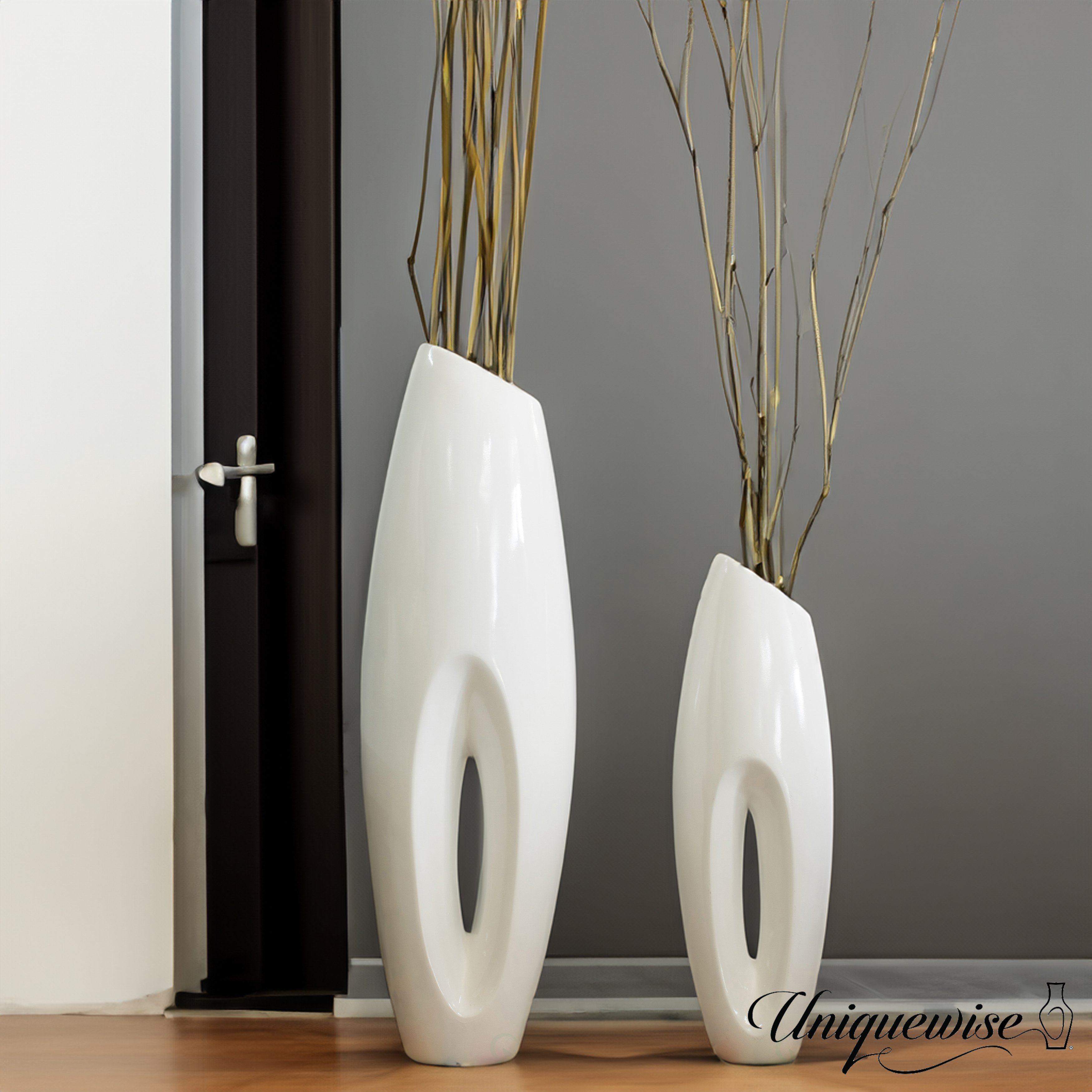 Tall Floor Vase, Modern White Large Floor Vase, Decorative Lightweight Vase, For The Entryway, Dining Room, Living Room - Large