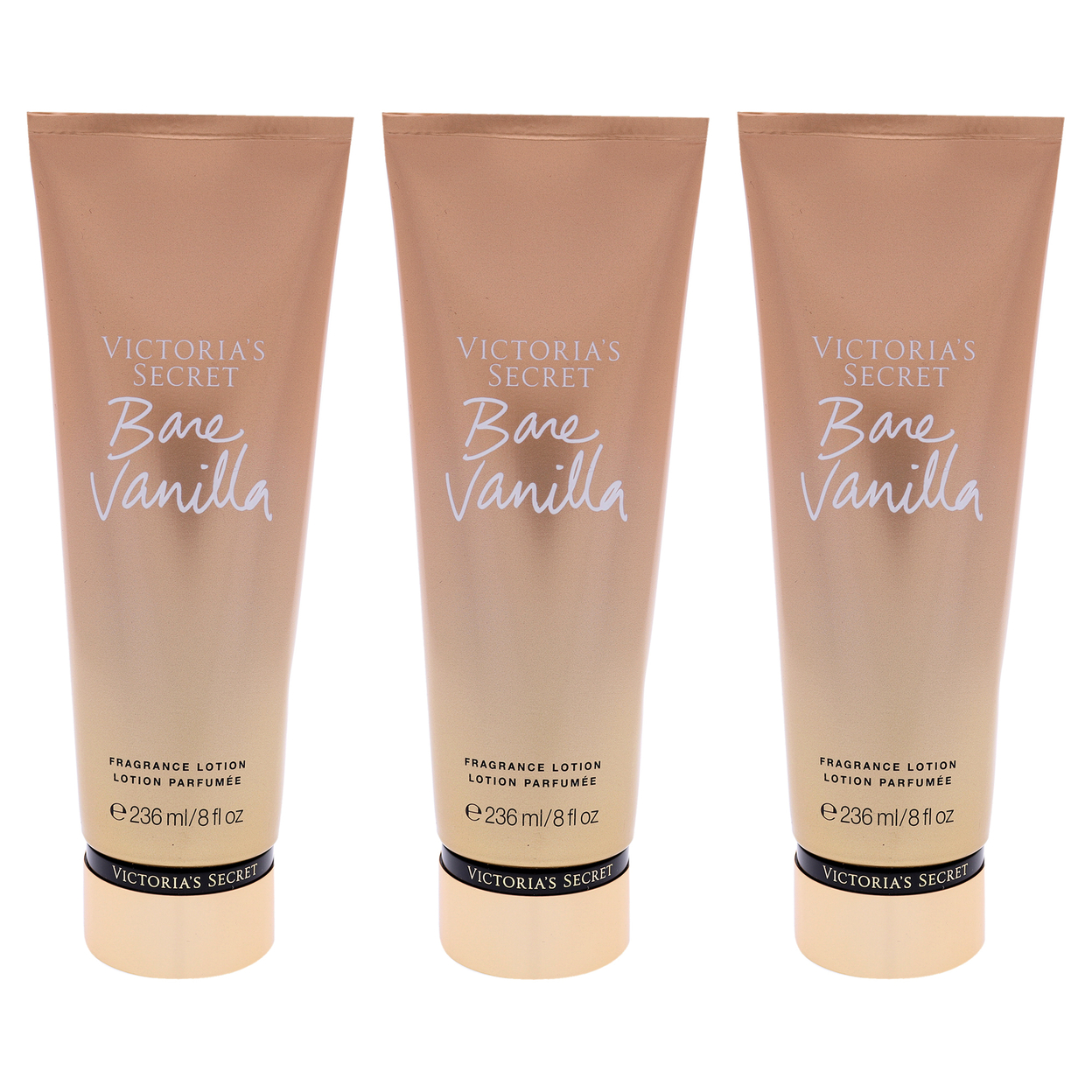 Victoria's Secret Bare Vanilla Fragrance Lotion - Pack Of 3 Body Lotion 8 Oz