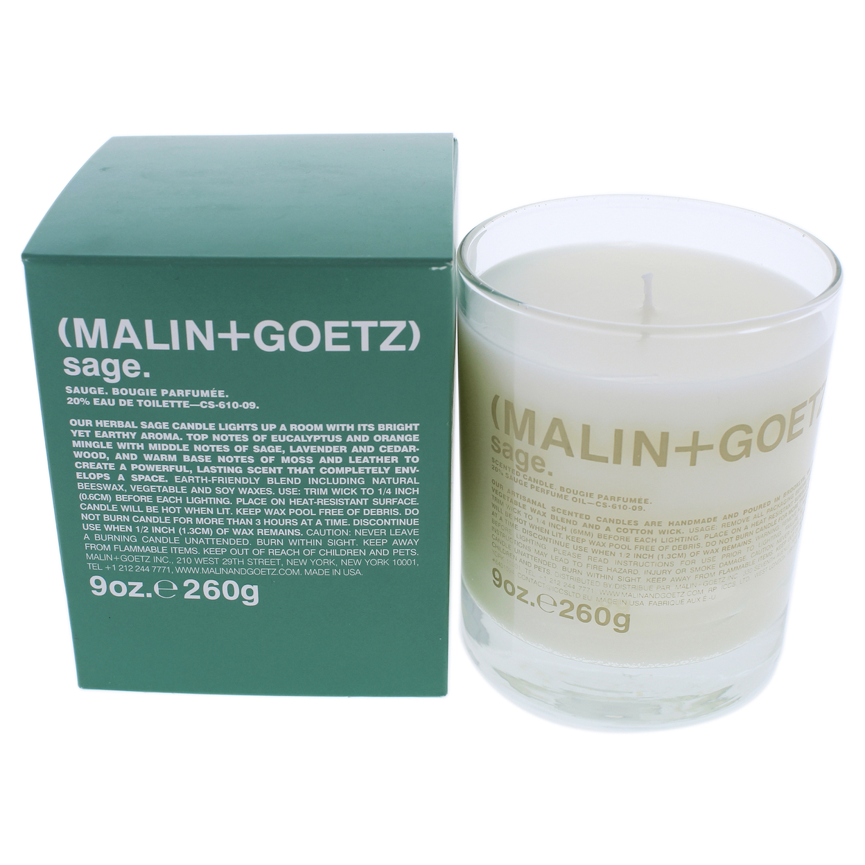 Malin + Goetz Unisex CANDLES Scented Candle - Sage 9 Oz