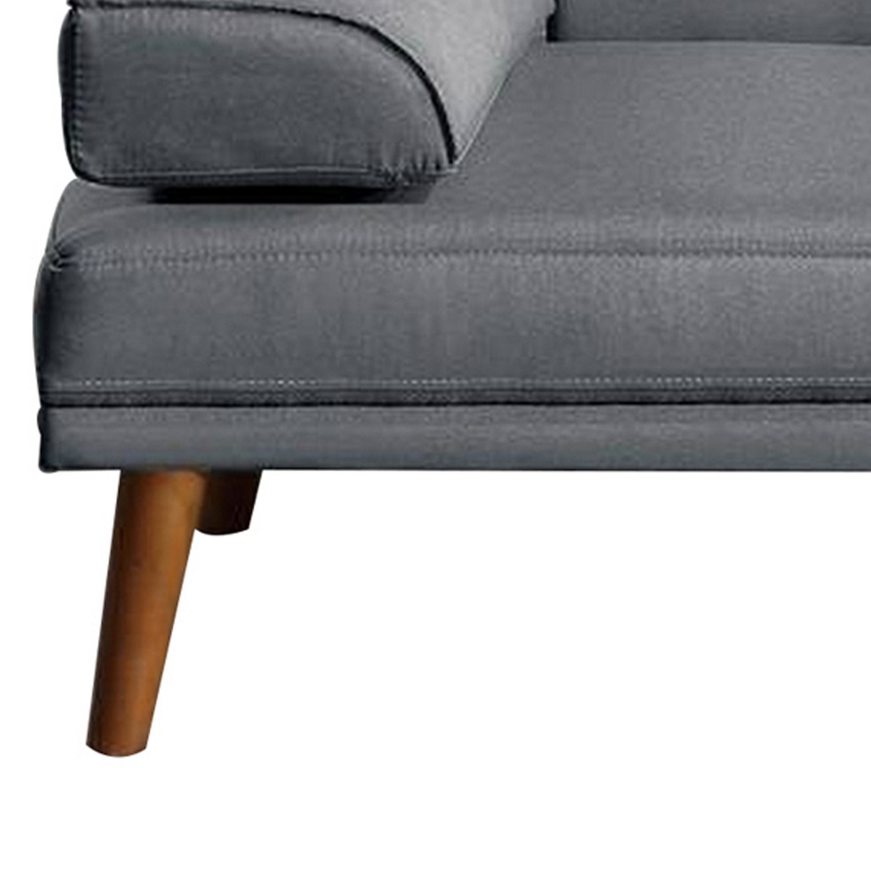 Gina 71 Inch Adjustable Futon Sofa Bed, Square Tufted, Tapered Legs, Gray