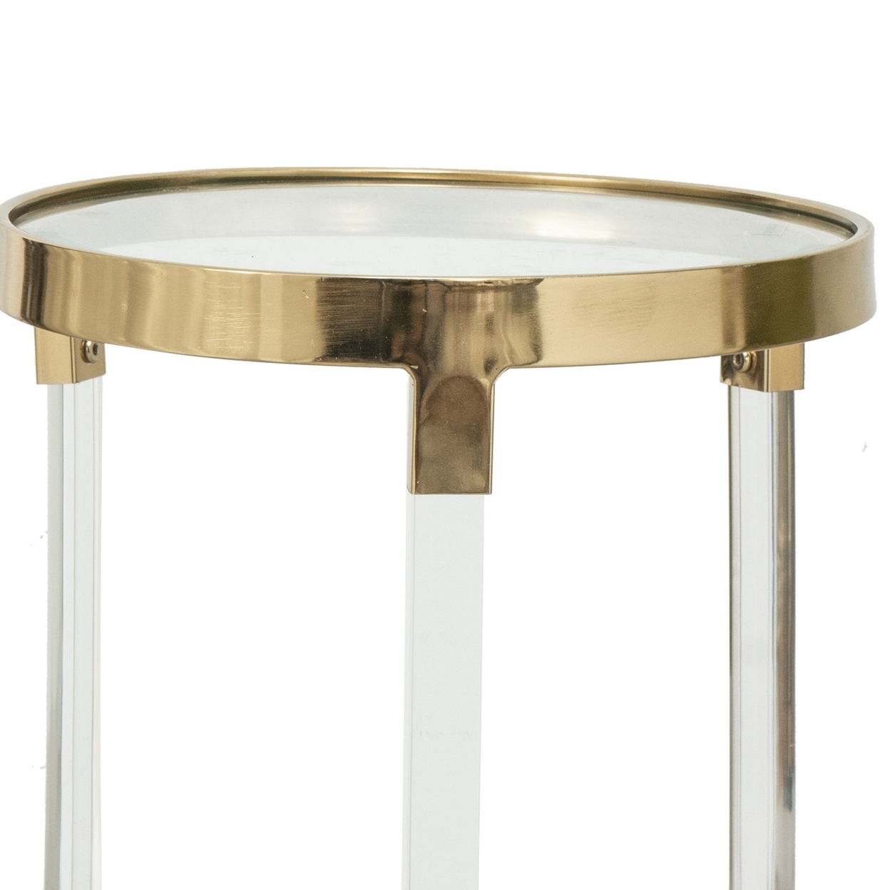 24, 21 Accent Tables, Acrylic Clear Legs, Glass Top, Set Of 2, Gold, Saltoro Sherpi