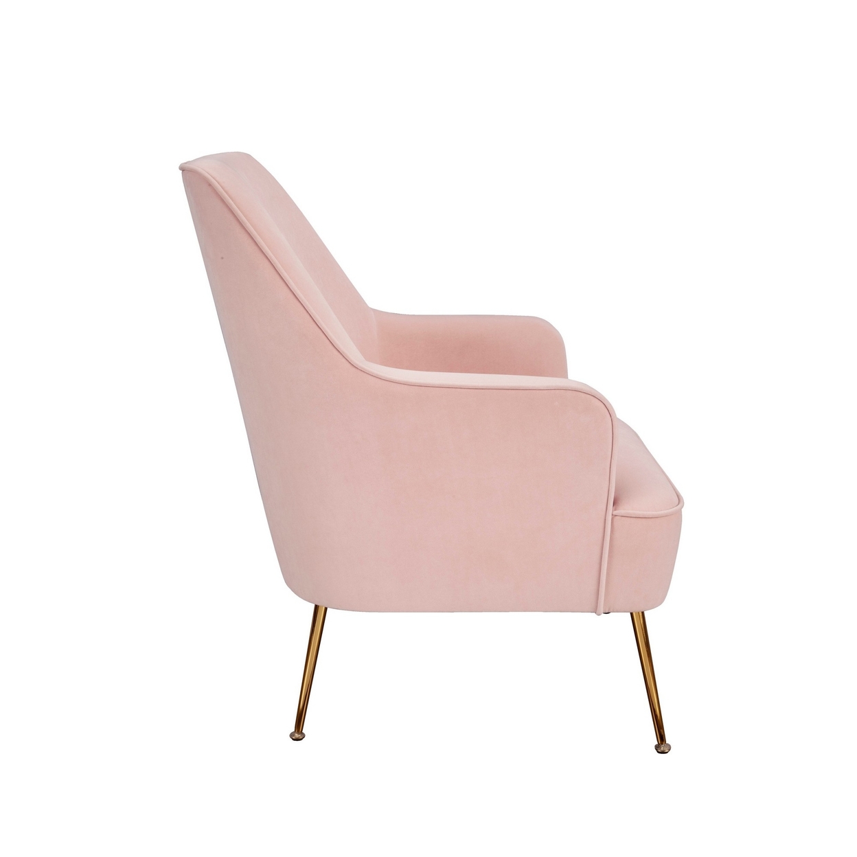 Accent Chair With T Cushioned Seat And Metal Legs, Pink- Saltoro Sherpi