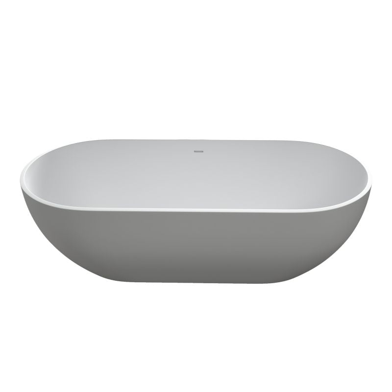 TranquiStone Artificial 69L X 29.5W Matte White Stone Solid Surface Freestanding Bathroom Adult Bathtub
