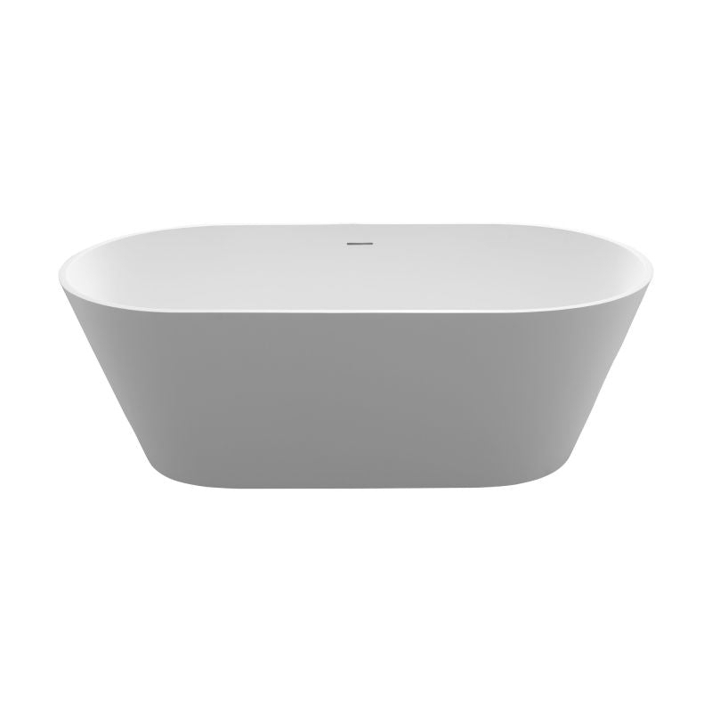 TranquiStone Artificial 66.9L X 31.5W Matte White Stone Solid Surface Freestanding Bathroom Adult Bathtub