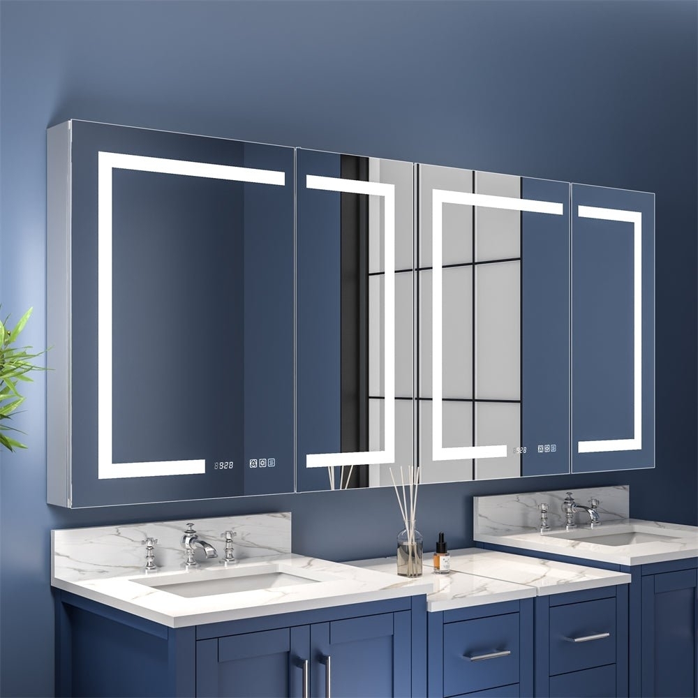 Boost-M2 72 W X 32 H Bathroom Narrow Light Medicine Cabinets With Vanity Mirror Recessed Or Surface