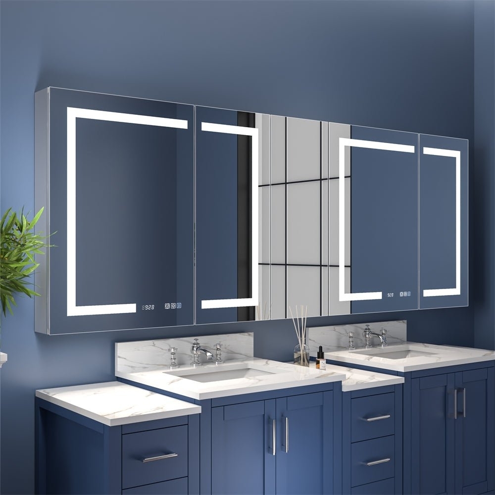 Boost-M2 84 W X 32 H Bathroom Narrow Light Medicine Cabinets With Vanity Mirror Recessed Or Surface