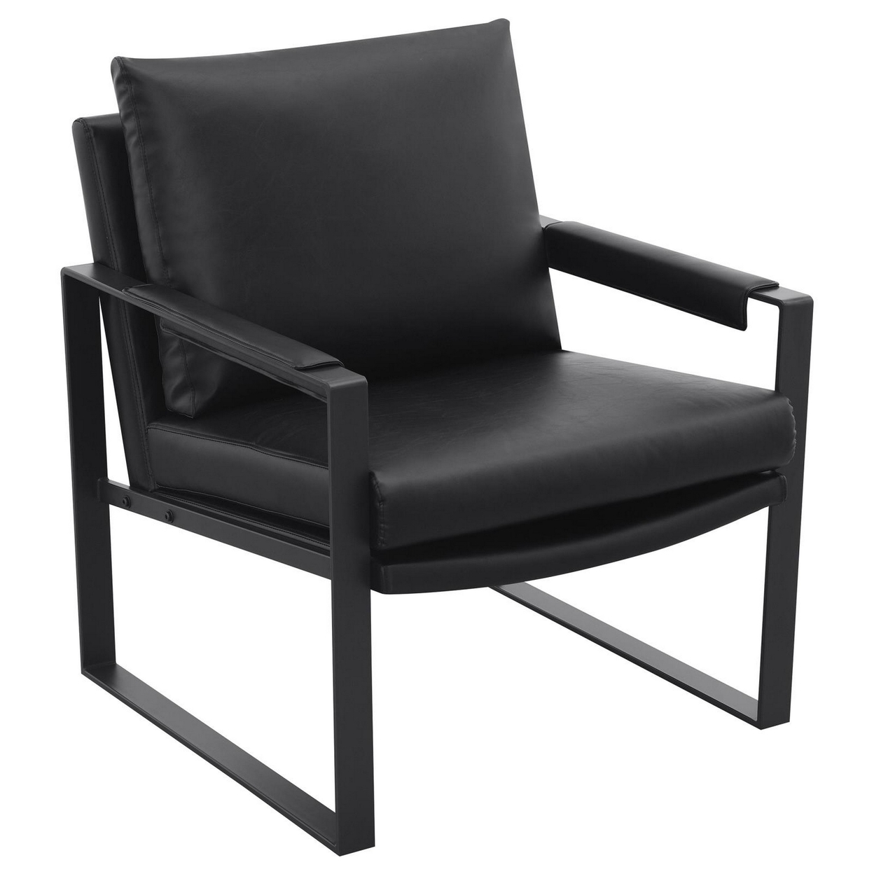 Rosy 28 Inch Accent Armchair, Vegan Faux Leather, Black And Charcoal Finish -Saltoro Sherpi