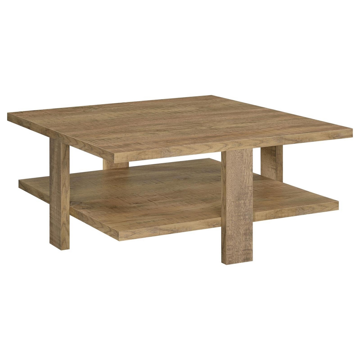 Dew 36 Inch Side Coffee Table, Lower Shelf, Engineered Wood, Mango Brown -Saltoro Sherpi