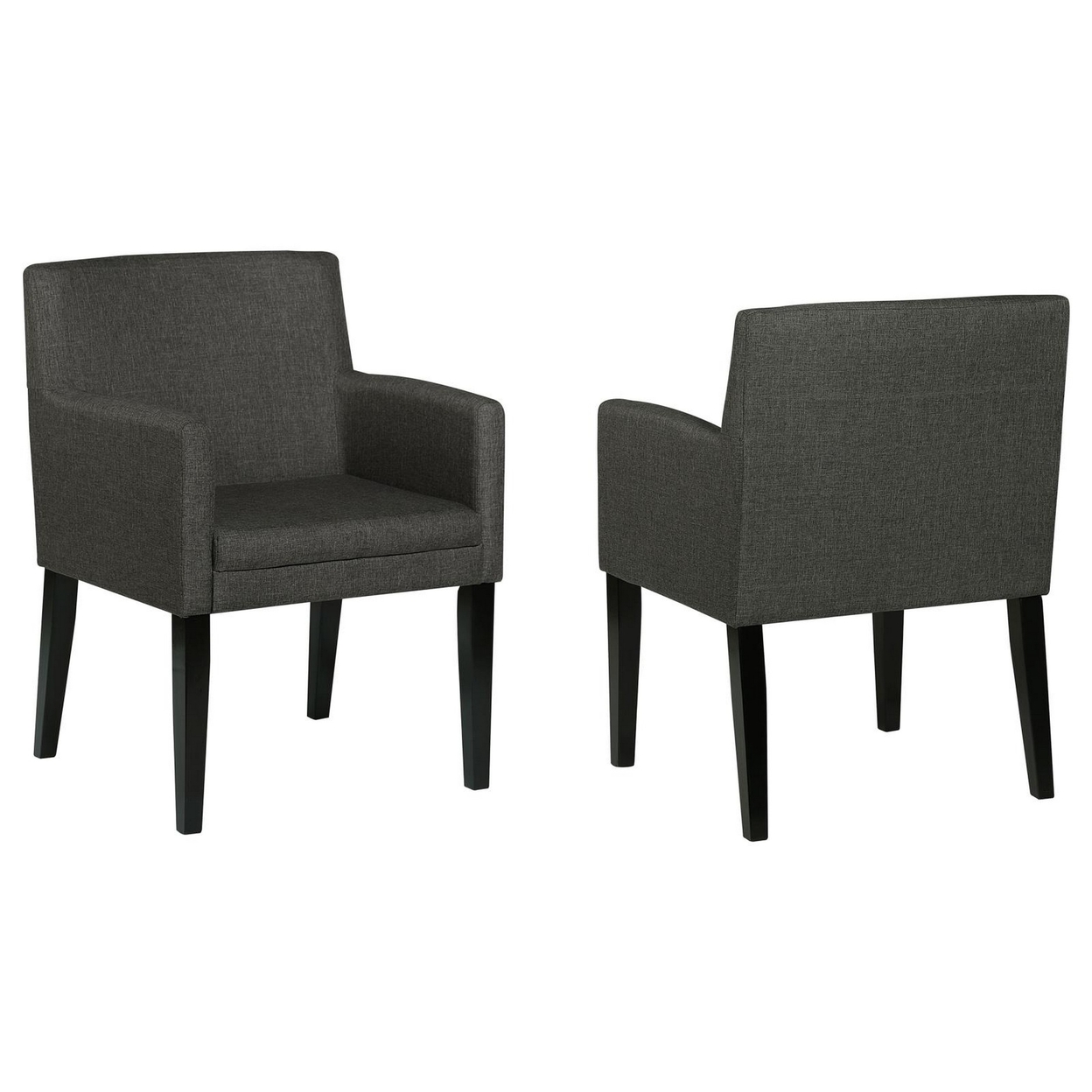 Kinza 24 Inch Armchair Set Of 2, Gray, Cushioned Seat, Wood Block Legs -Saltoro Sherpi