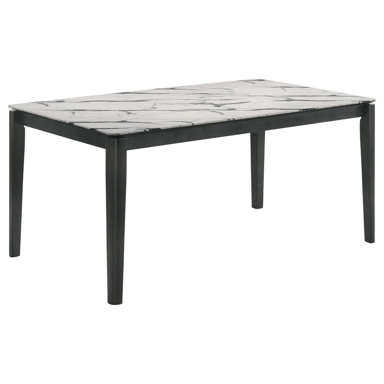 Abi 63 Inch Dining Table, 6 Seater, Beveled Top, Faux Marble Finish, Gray -Saltoro Sherpi
