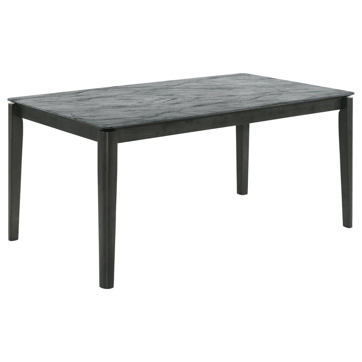 Abi 63 Inch Dining Table, Beveled Top, Faux Marble Finish, Charcoal -Saltoro Sherpi