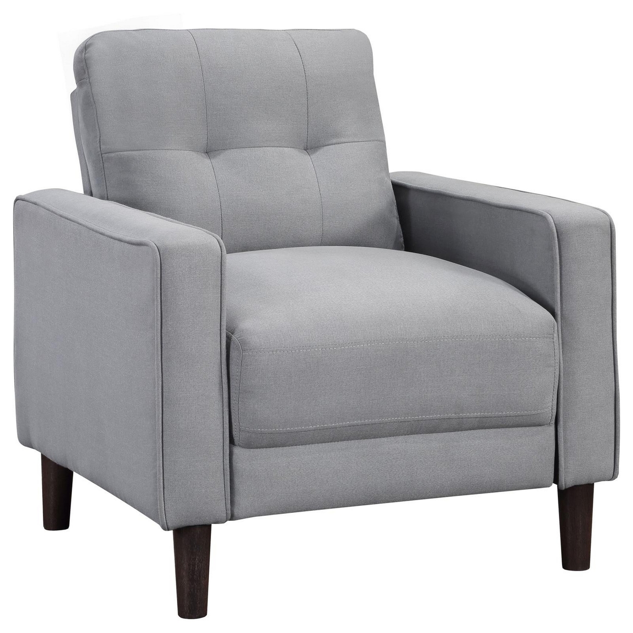 Bow 32 Inch Accent Chair, Grid Tufted, Track Arms, Self Welt Trim, Gray -Saltoro Sherpi