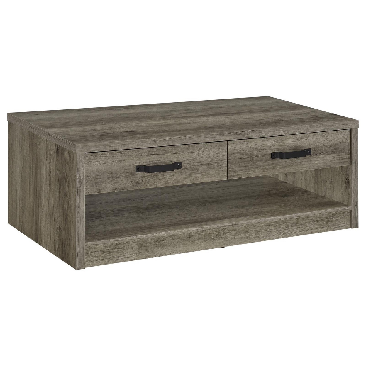 Lix 47 Inch Coffee Table With 1 Drawer, MDF, Rustic Weathered Gray Finish -Saltoro Sherpi