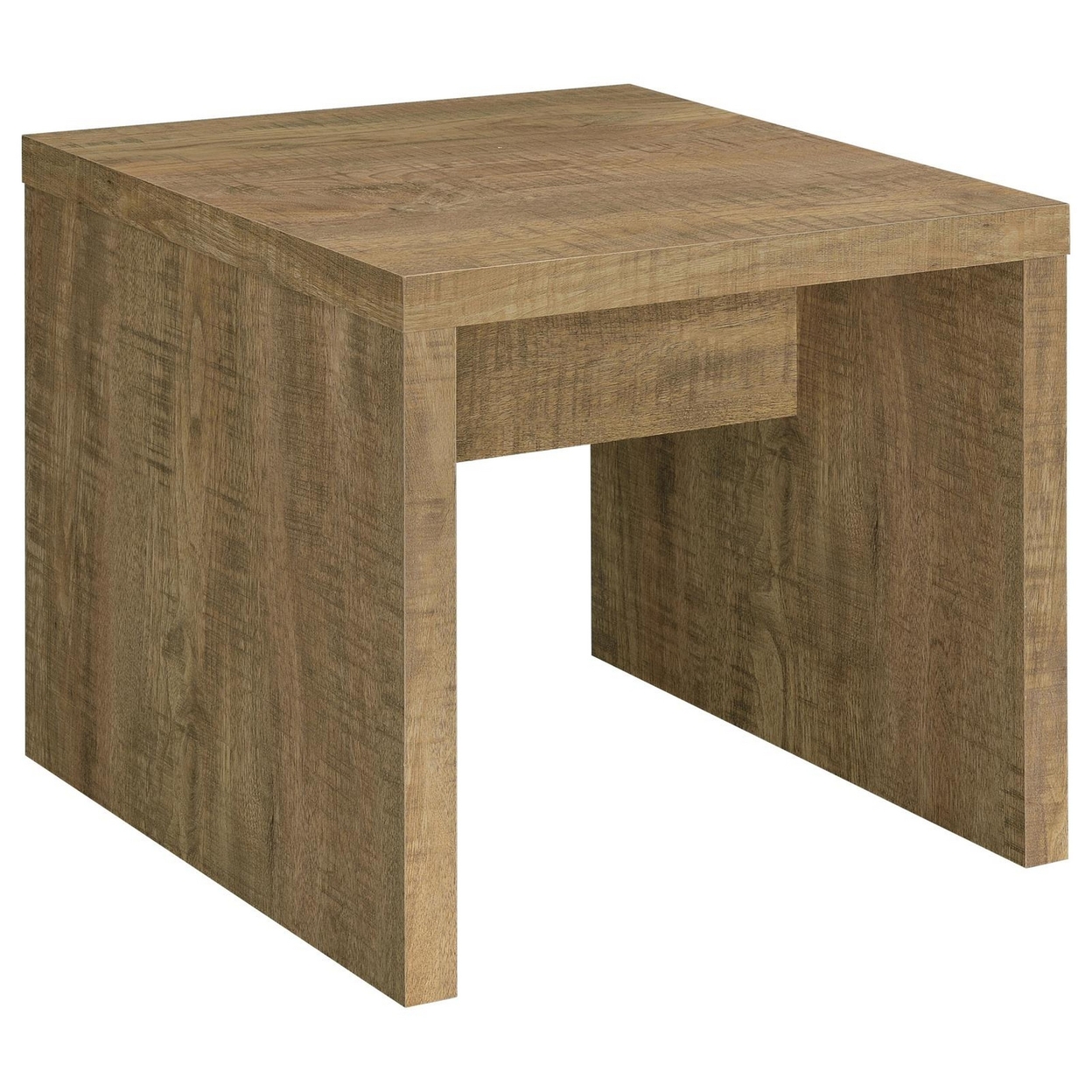Nette 24 Inch End Table With Rough Hewn Saw Marks, Wood, Natural Brown -Saltoro Sherpi