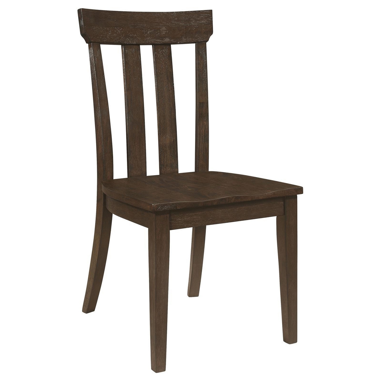 Riza 23 Inch Dining Chair, Set Of 2, Wire Brushed, Slatted Back, Rich Brown -Saltoro Sherpi
