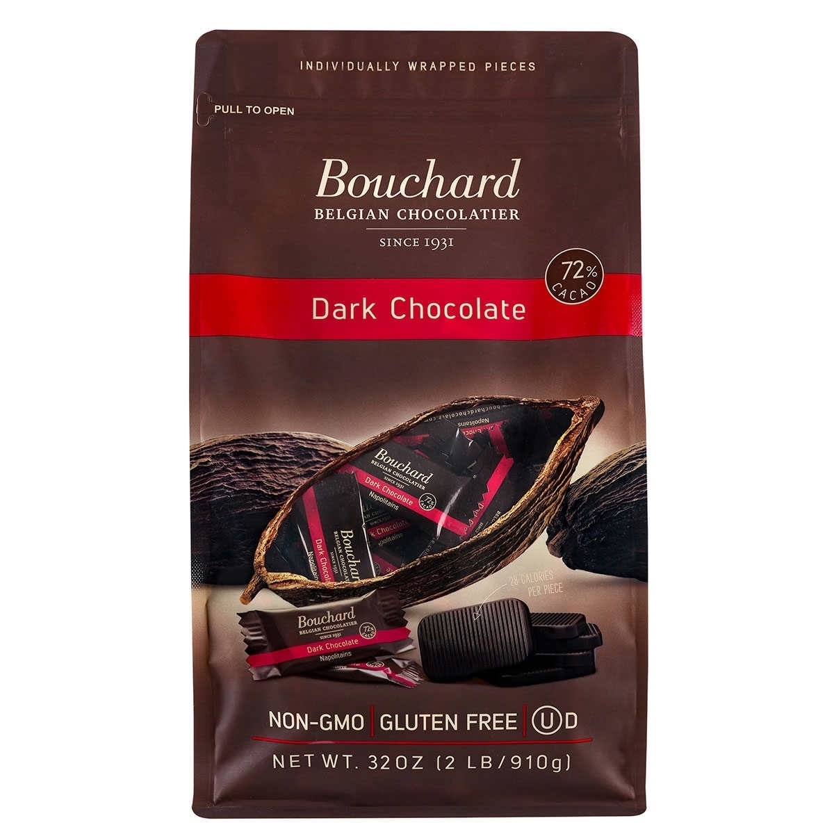 Bouchard Belgian Napolitains Premium Dark Chocolate, 32 Ounce