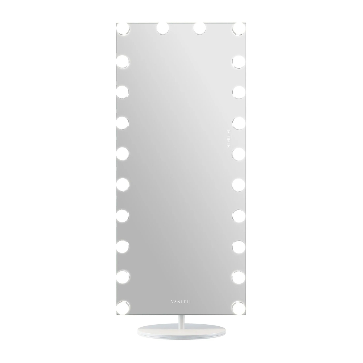 Ziya 26 X 63 Vanity Mirror, Full Length, 22 Bulbs, Bluetooth Speaker, White - Saltoro Sherpi