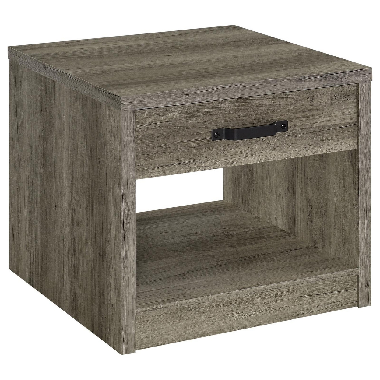 Lix 24 Inch Square End Table With 1 Drawer, Rustic Weathered Gray Finish -Saltoro Sherpi
