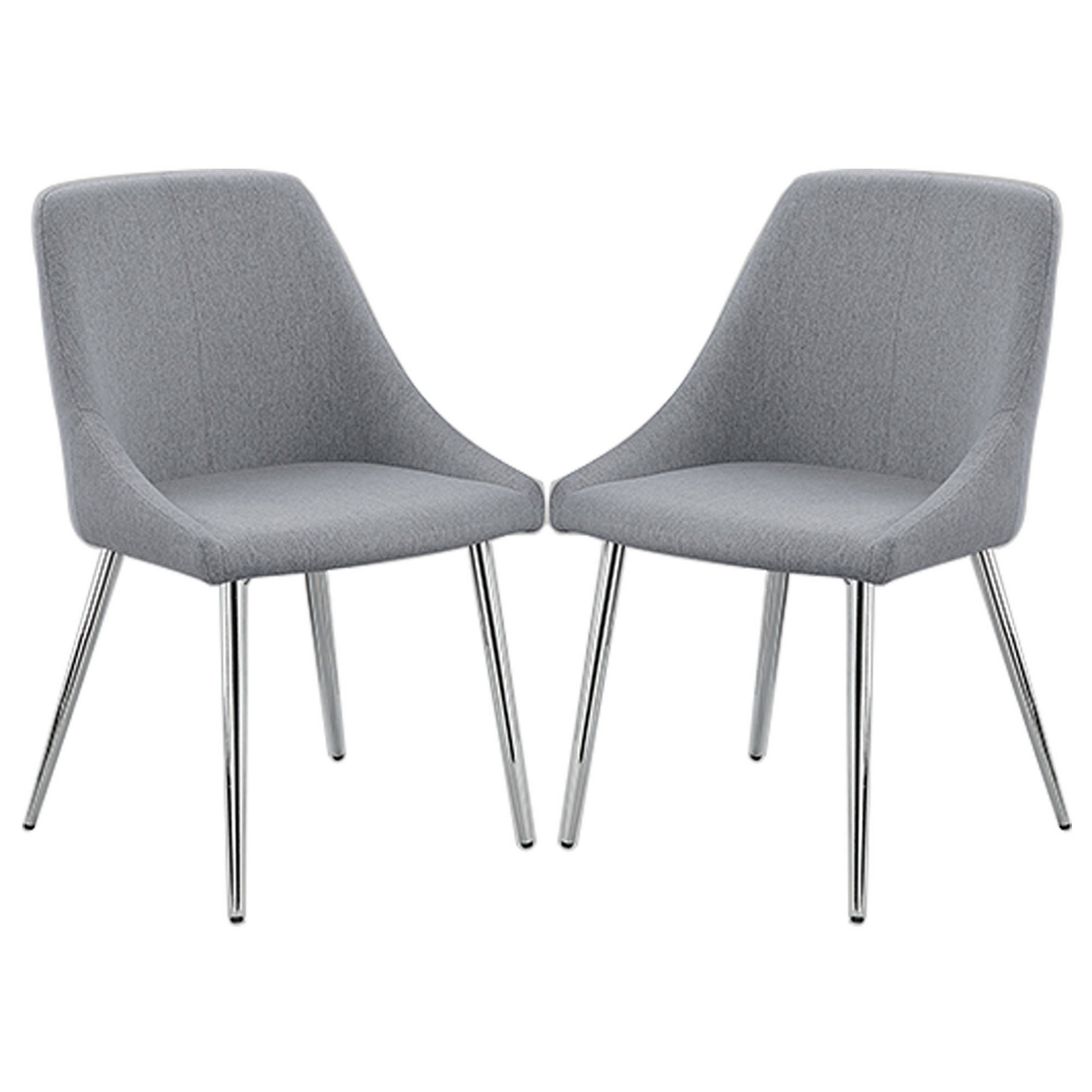 Kian 20 Inch Side Chair Set Of 2, Tapered Legs, Gray Fabric Upholstery -Saltoro Sherpi