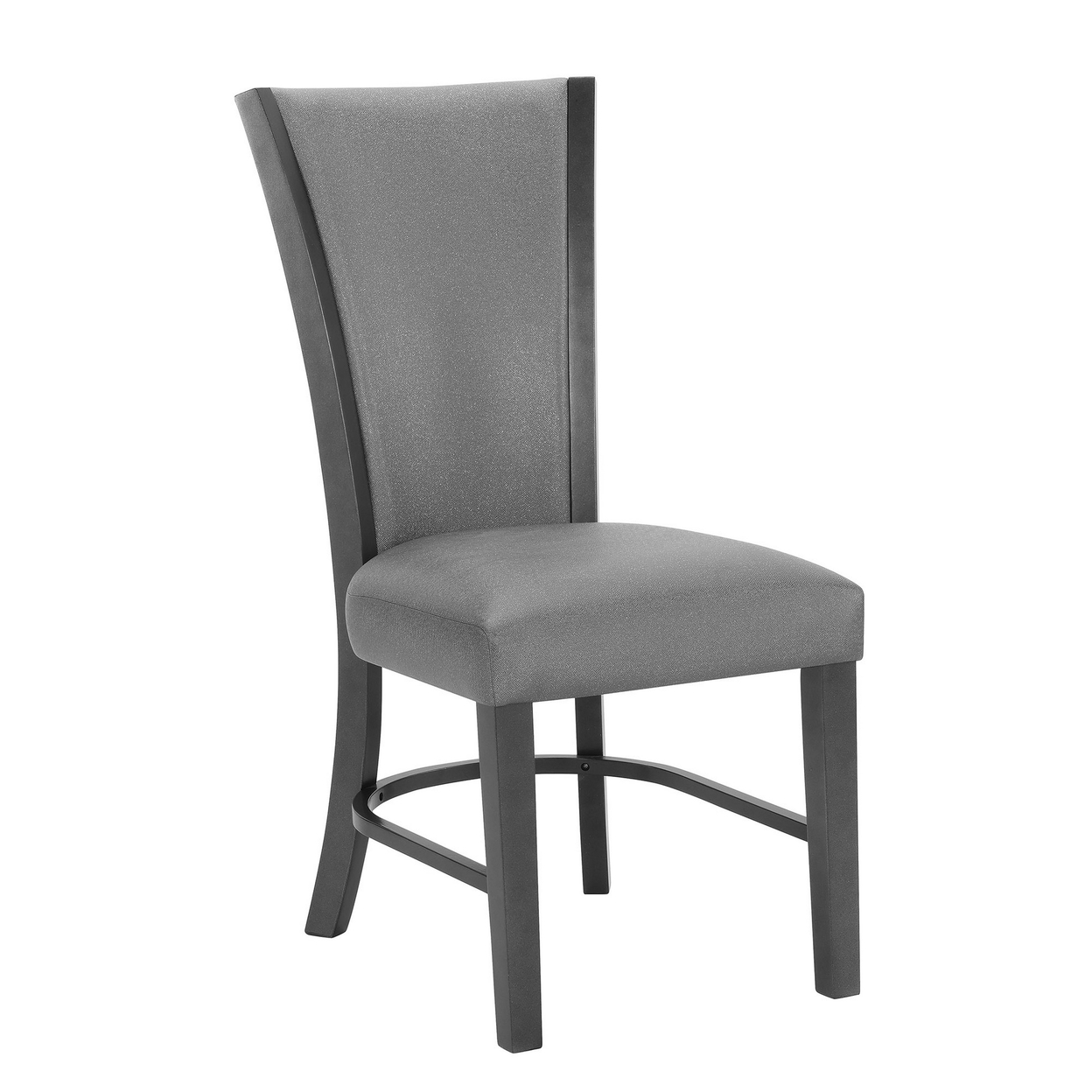 Brandon 24 Inch Side Chair Set Of 2, Gray Fabric Upholstery, Curved Back -Saltoro Sherpi