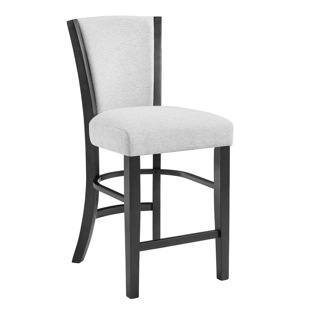 Brandon 24 Inch Counter Height Chair Set Of 2, White Fabric Upholstery -Saltoro Sherpi