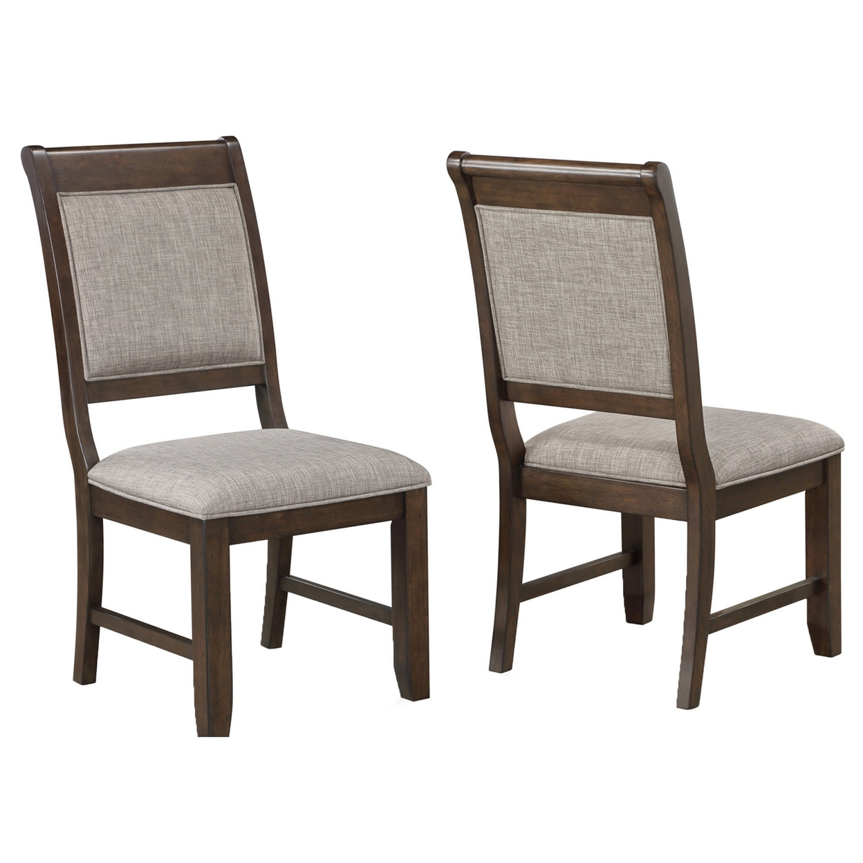 Dylan 20 Inch Side Chair Set Of 2, Gray Fabric Upholstery, Brown Wood -Saltoro Sherpi