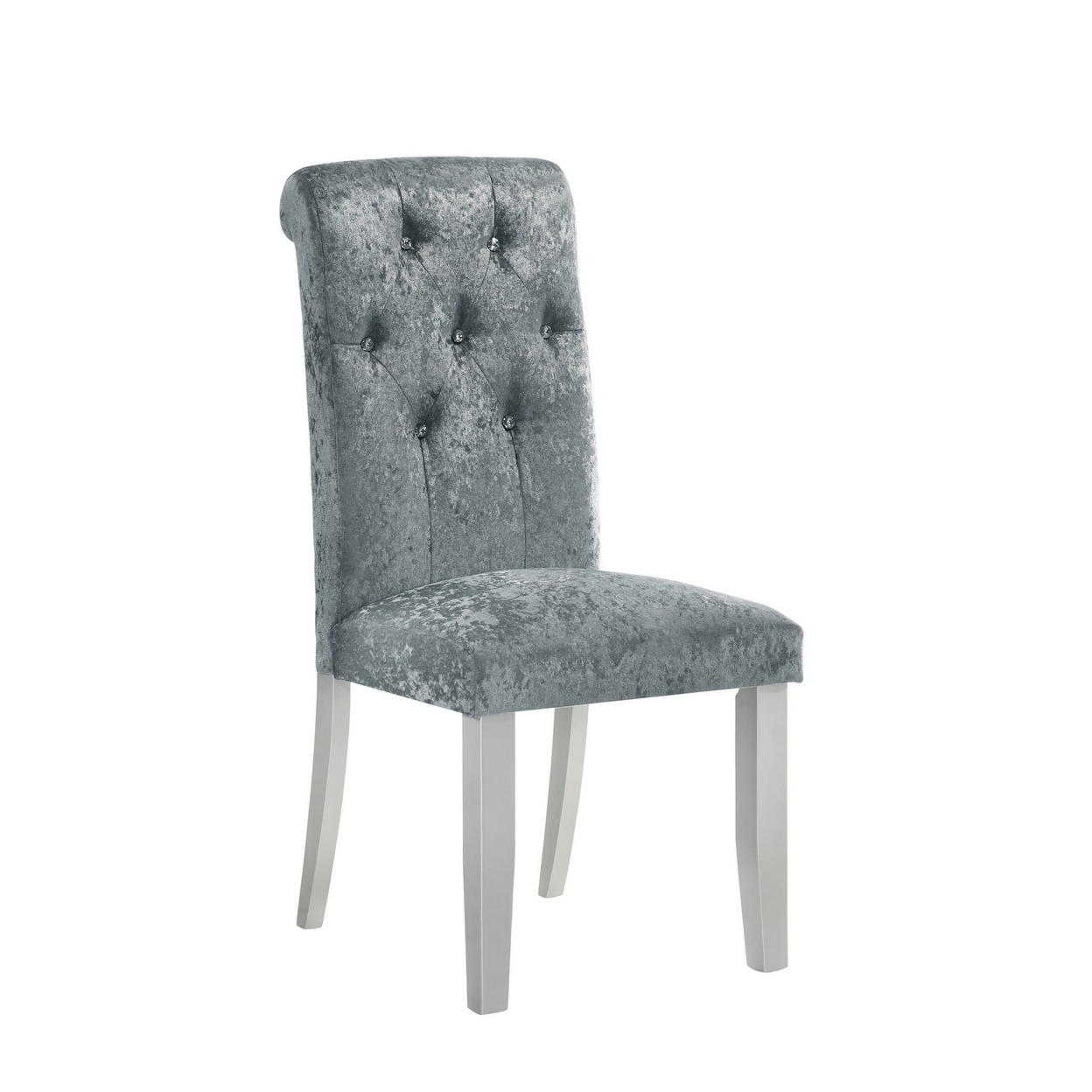 Liam 27 Inch Side Chair Set Of 2, Wood, Tufted Gray Fabric Upholstery -Saltoro Sherpi