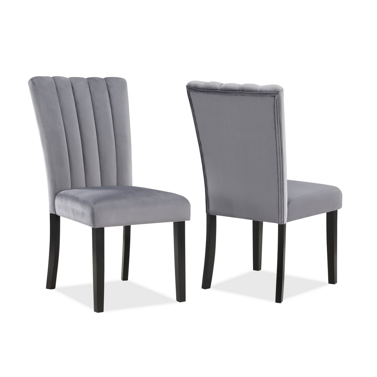 Marcus 20 Side Chair Set Of 2, Fabric Upholstery, Cushioned, Black, Gray -Saltoro Sherpi