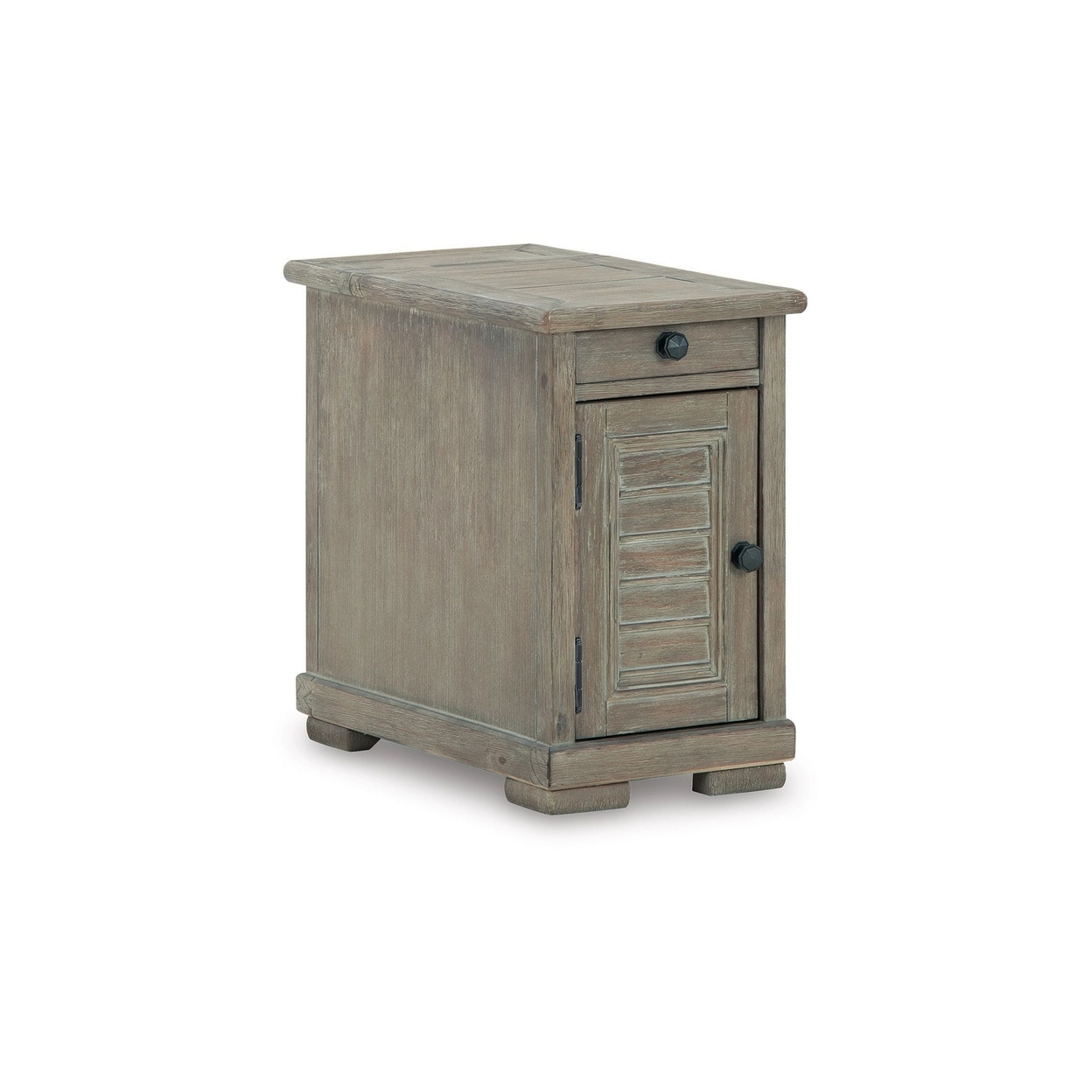24 Inch Side End Table, 1 Drawer, Single Door Cabinet, Glazed Bisque -Saltoro Sherpi