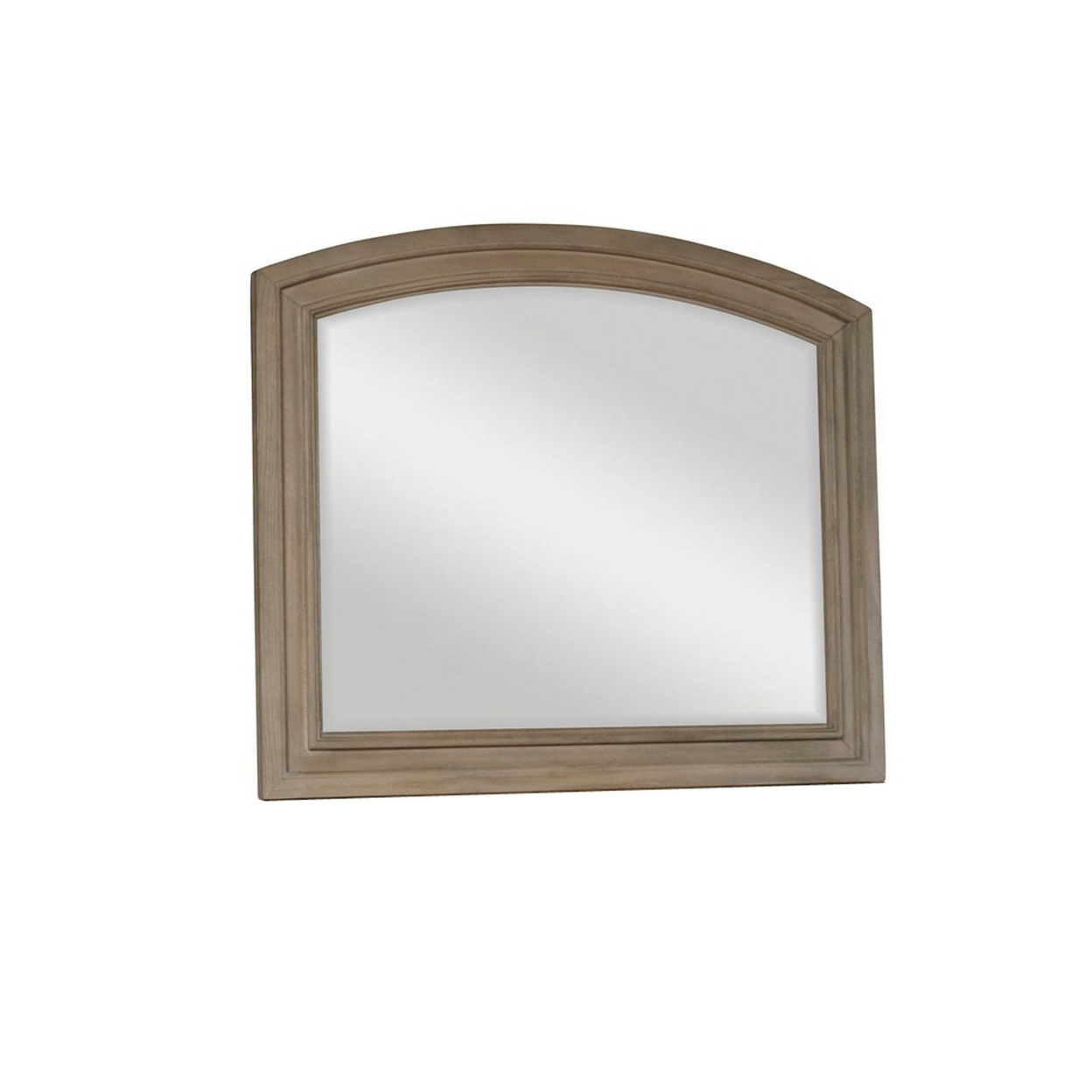Jira 37 X 42 Dresser Mirror, Arched Curve, Multistep Brushed, Gray Wood -Saltoro Sherpi