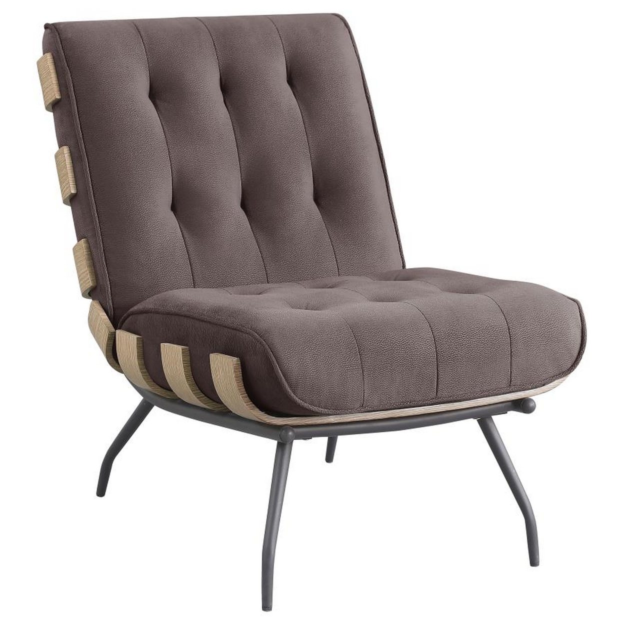 Nain 35 Inch Accent Chair, Oversized Cushion Tufted Back, Dark Brown -Saltoro Sherpi