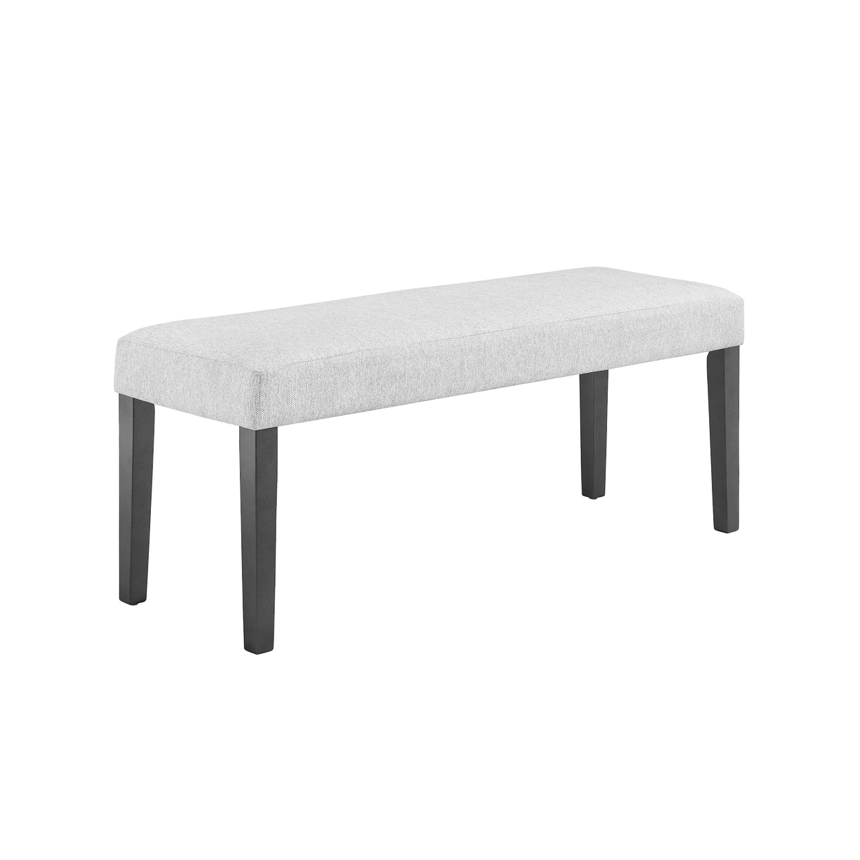 Brandon 46 Inch Bench, Wood Frame, Soft Cushion, White Fabric Upholstery -Saltoro Sherpi