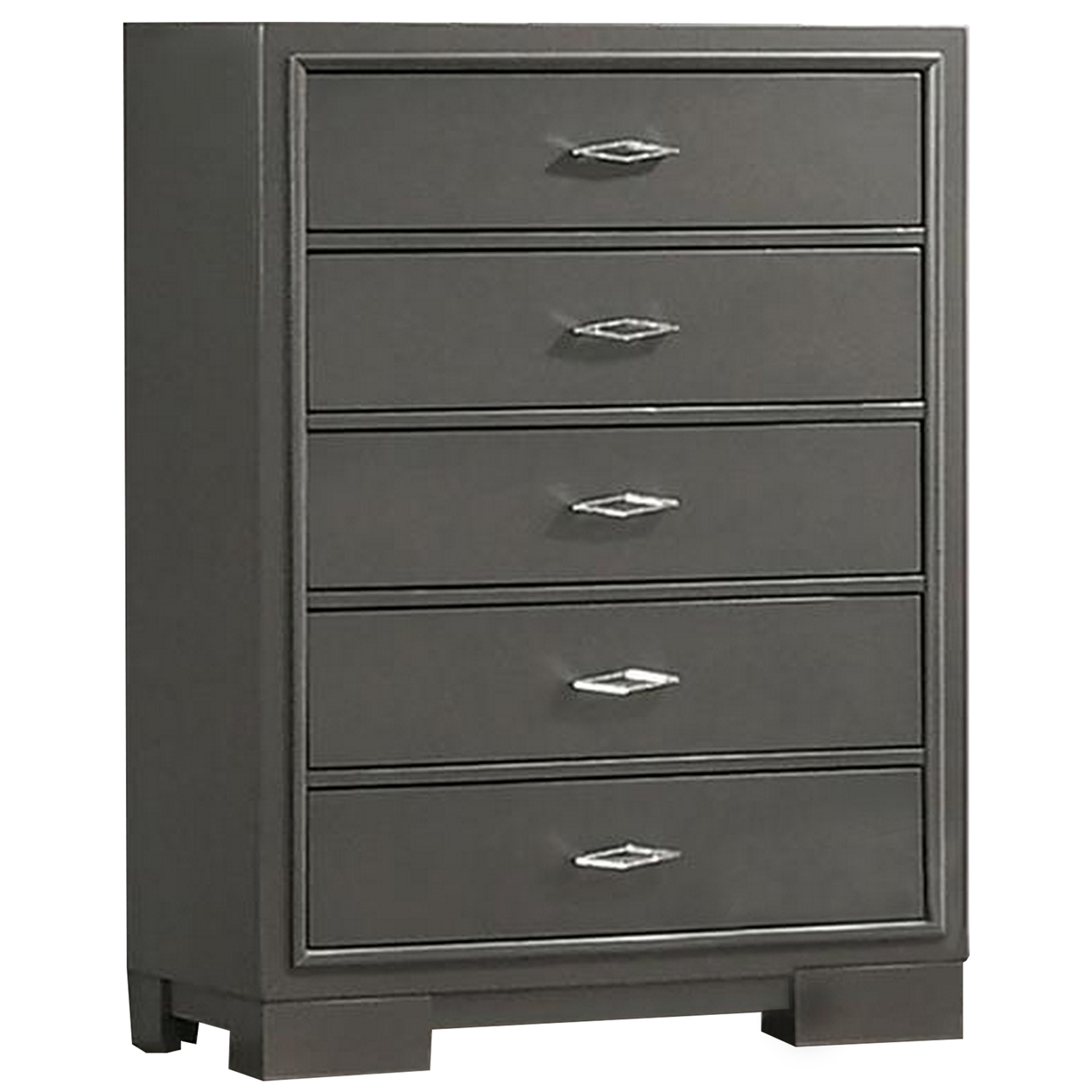 Aliso 47 Inch Tall Dresser Chest, 5 Drawers, Solid Wood, Dark Gray Finish - Saltoro Sherpi