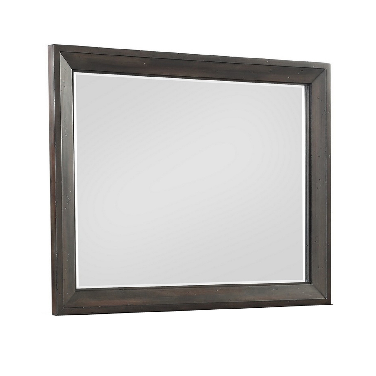 Laji 39 X 50 Dresser Mirror, Modern Style, Rich Walnut Brown Wood -Saltoro Sherpi