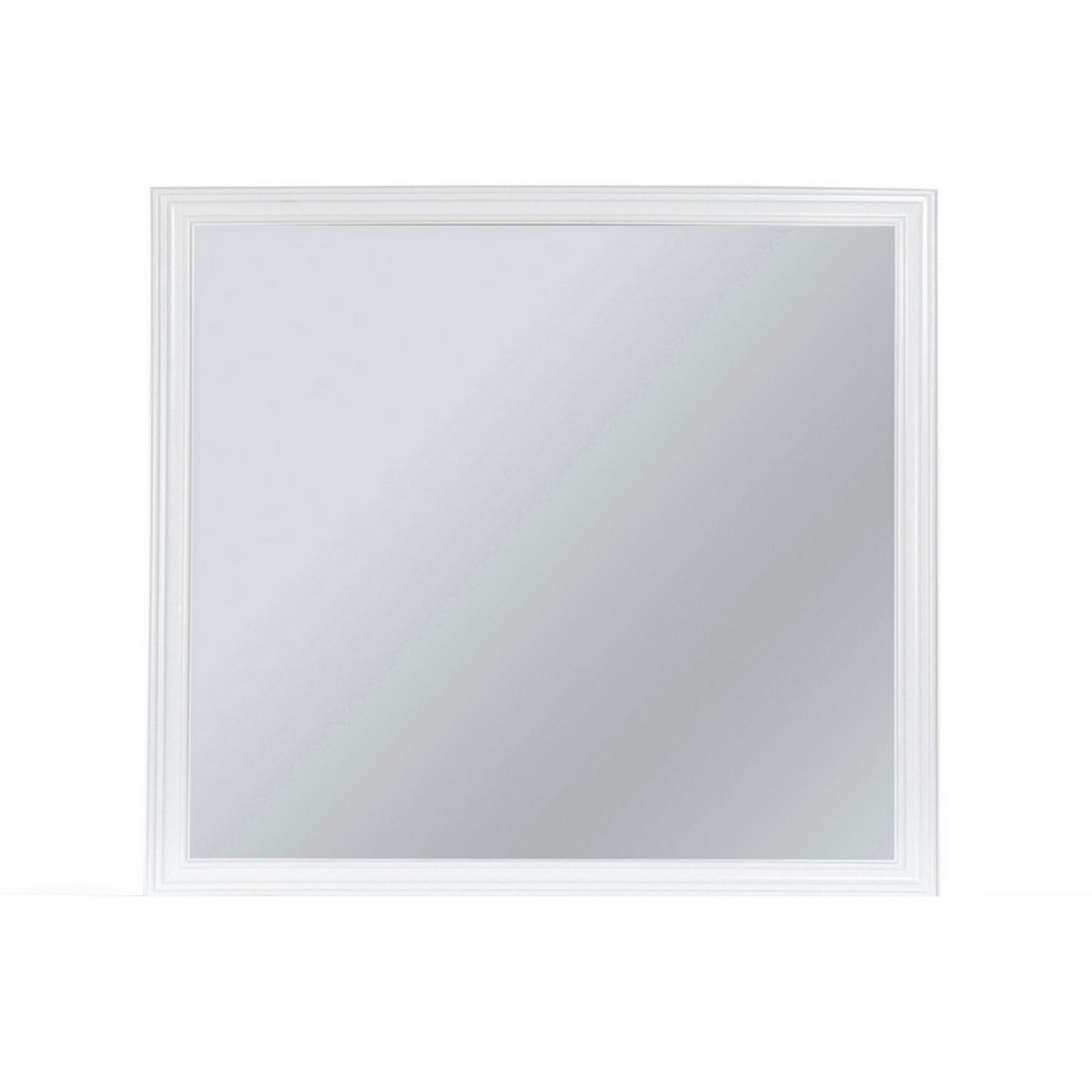 Umi 39 X 39 Dresser Mirror, Molded Design Solid Wood White Square Frame -Saltoro Sherpi