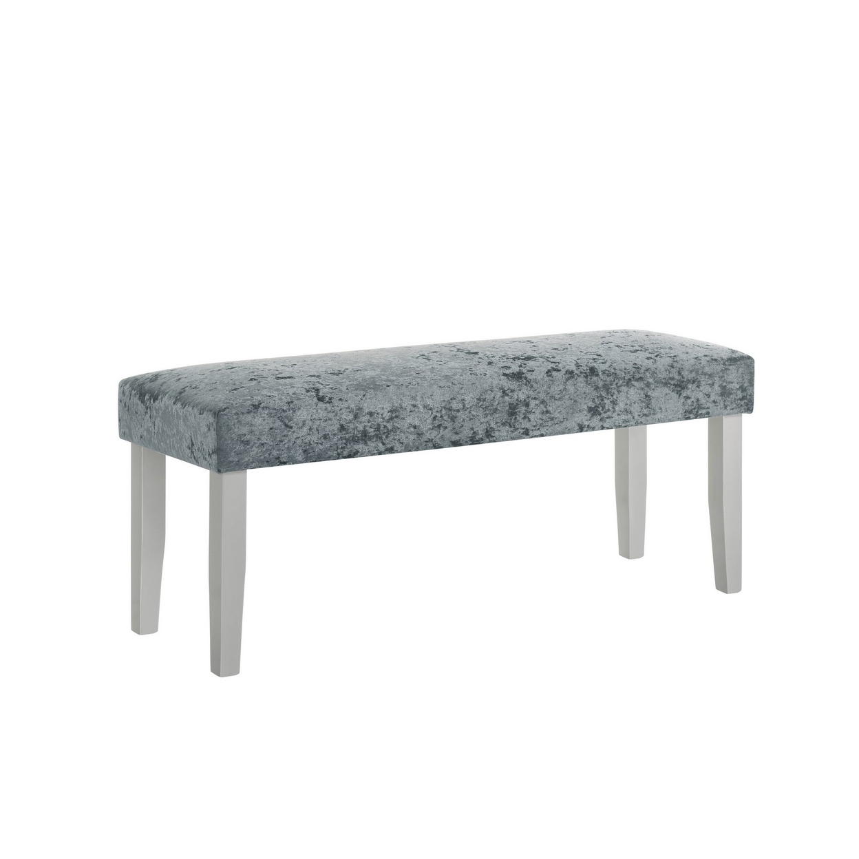 Liam 48 Inch Dining Bench, Wood, Cushioned Gray Fabric Upholstered Seat -Saltoro Sherpi