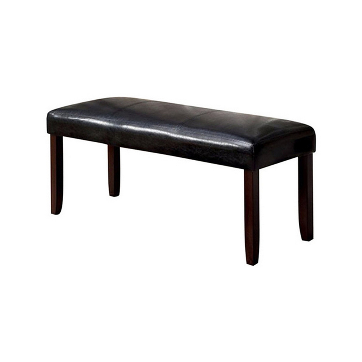 Oliver 46 Inch Bench, Leather Upholstery, Wood Frame, Soft Cushion, Black -Saltoro Sherpi